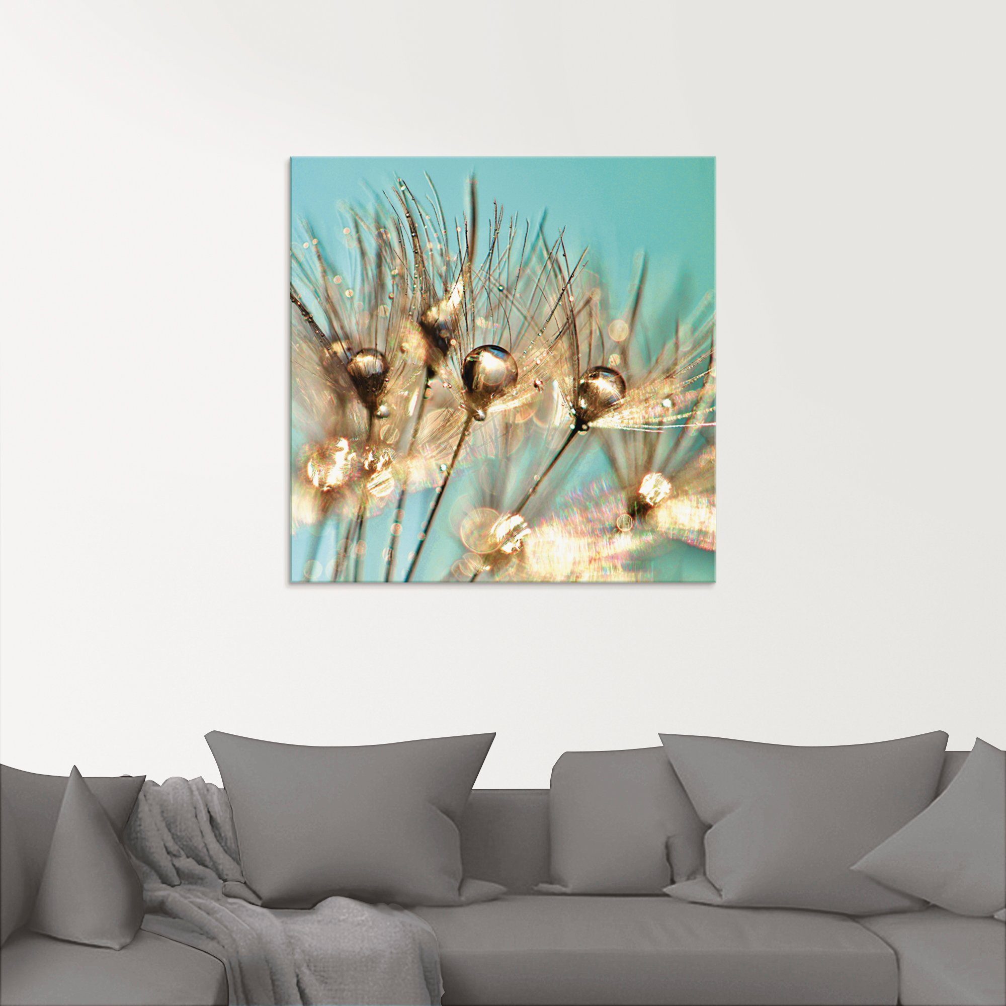 Artland Print op glas Pluizenbol goudkleurige touw