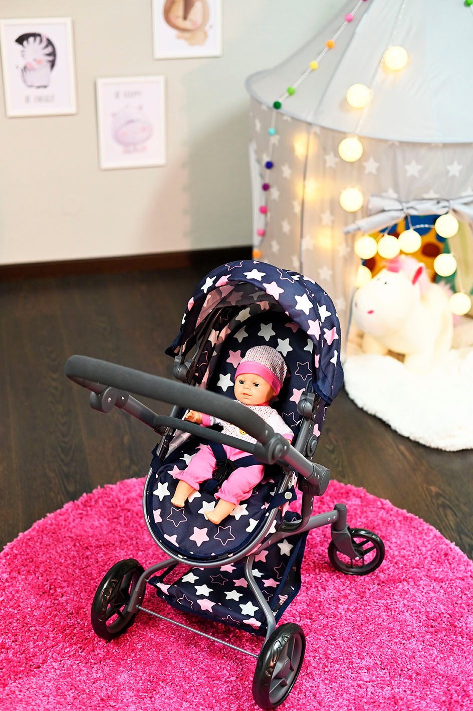 Knorrtoys® Combi-poppenwagen Boonk - star blue pink