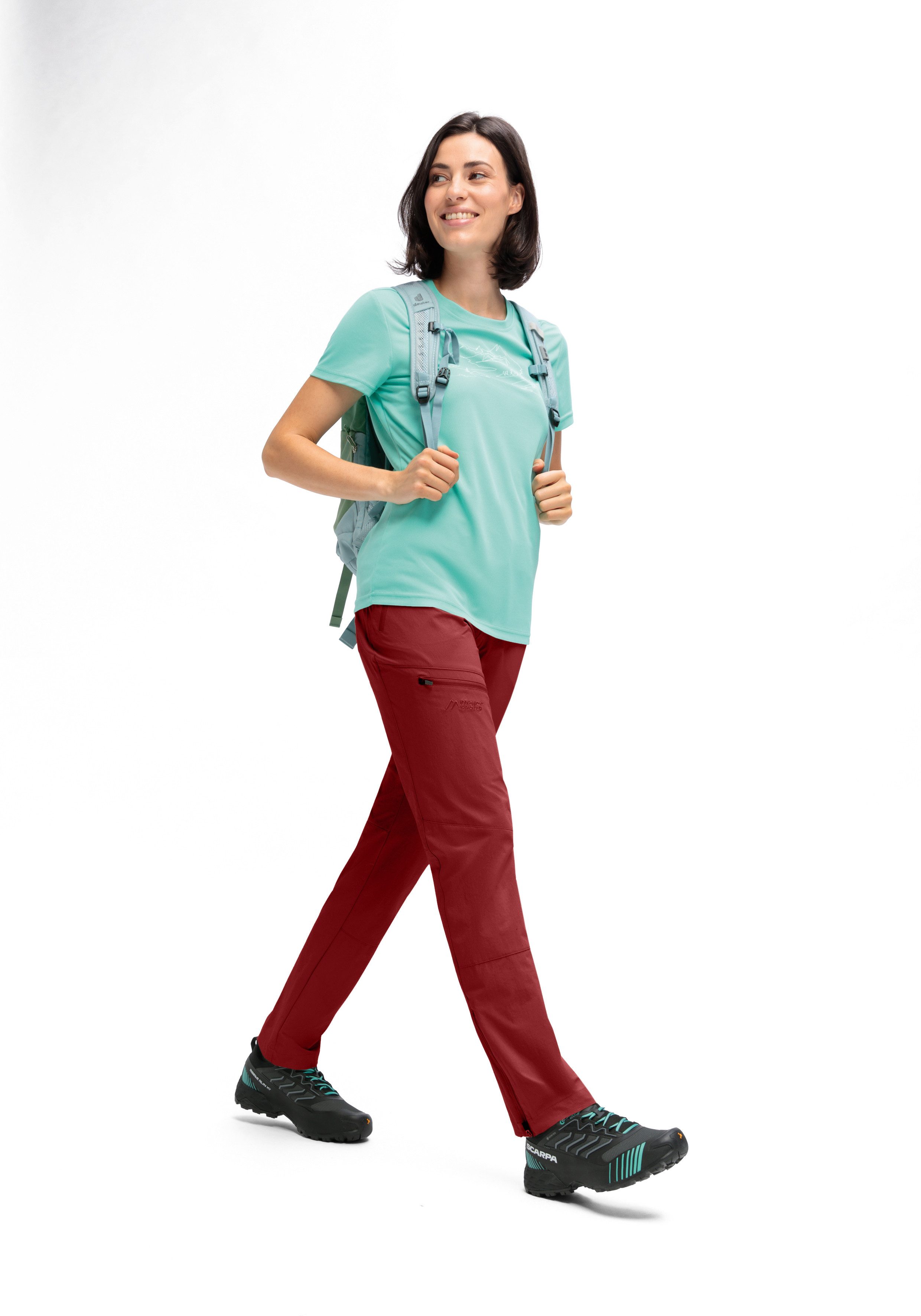 Maier Sports Outdoorbroek Inara slim Vario Dames wandelbroek, functionele broek met variabele tailleband en 4 zakken, slim fit