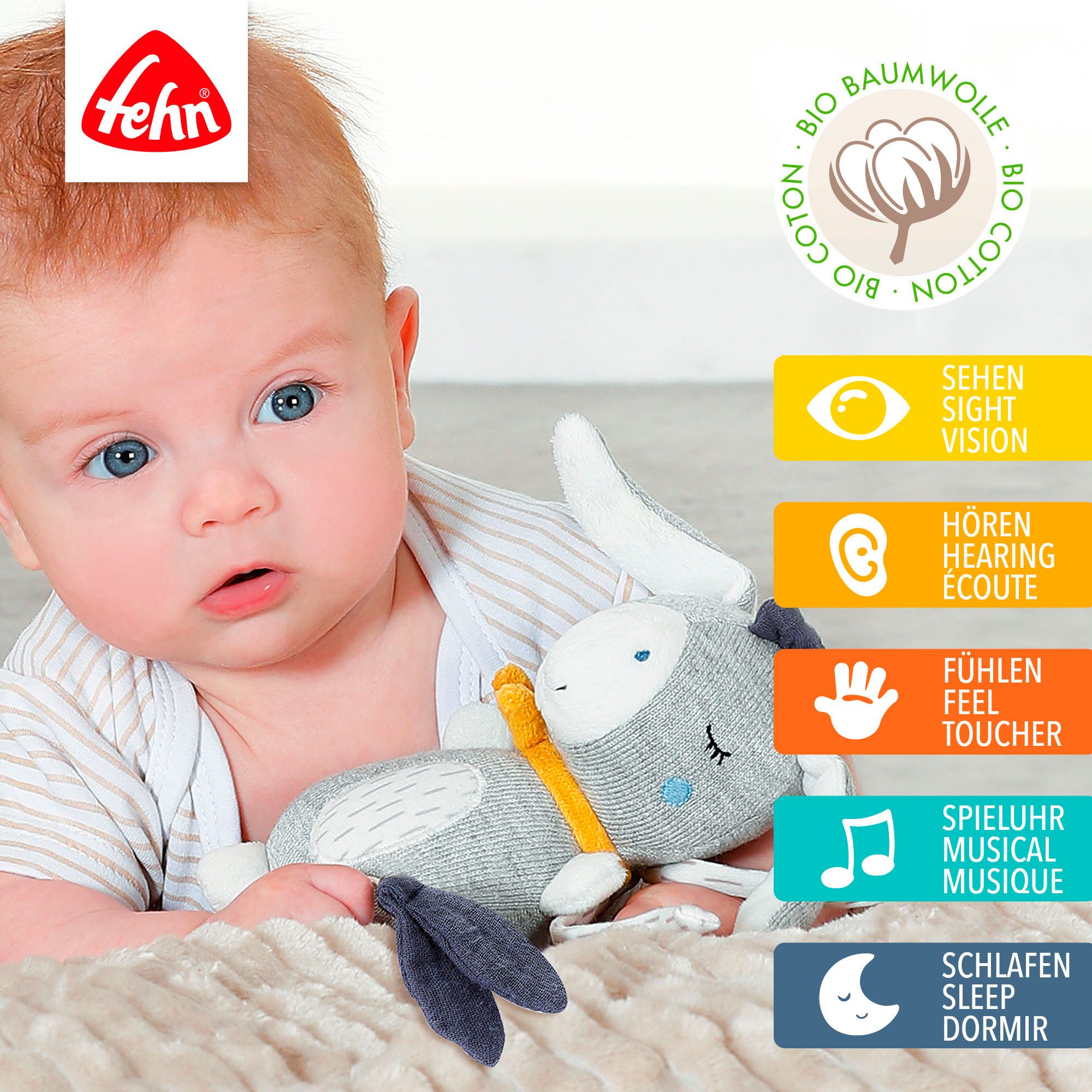 Fehn Speeldoosje FehnNATUR, mini-speeldoosje ezel