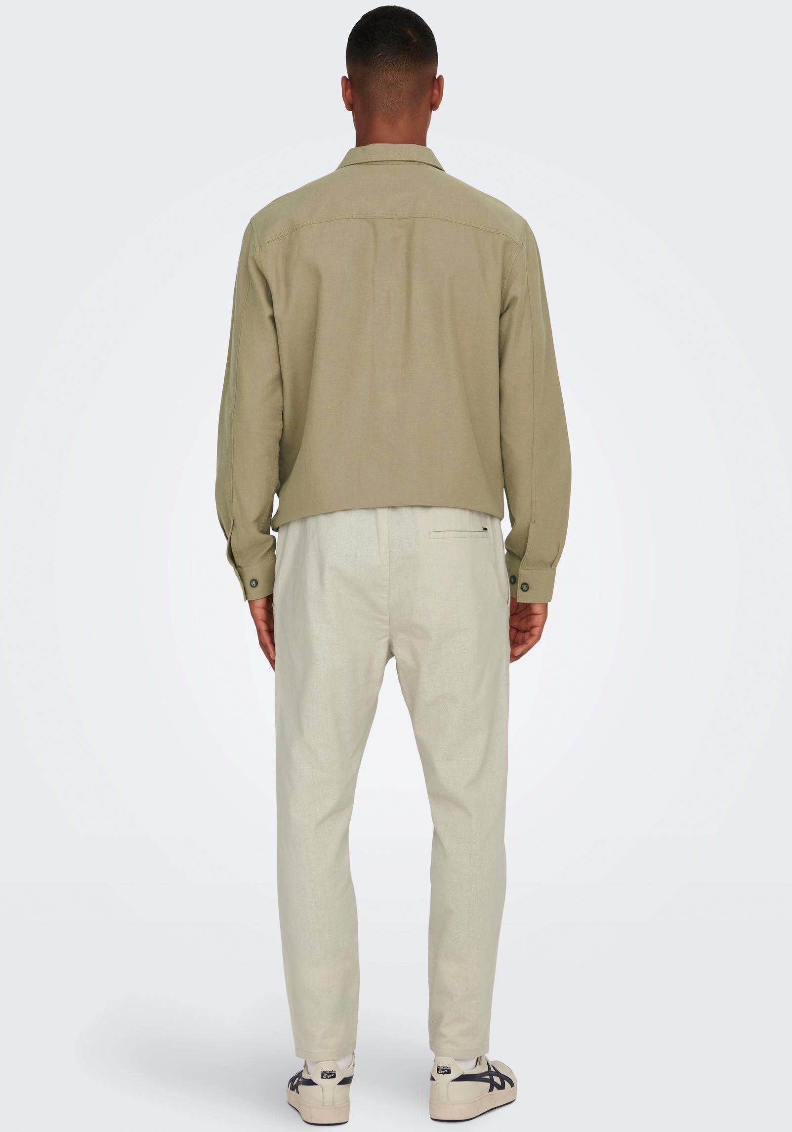 ONLY & SONS Stoffen broek ONSLINUS CROP 0007 COT LIN PNT NOOS