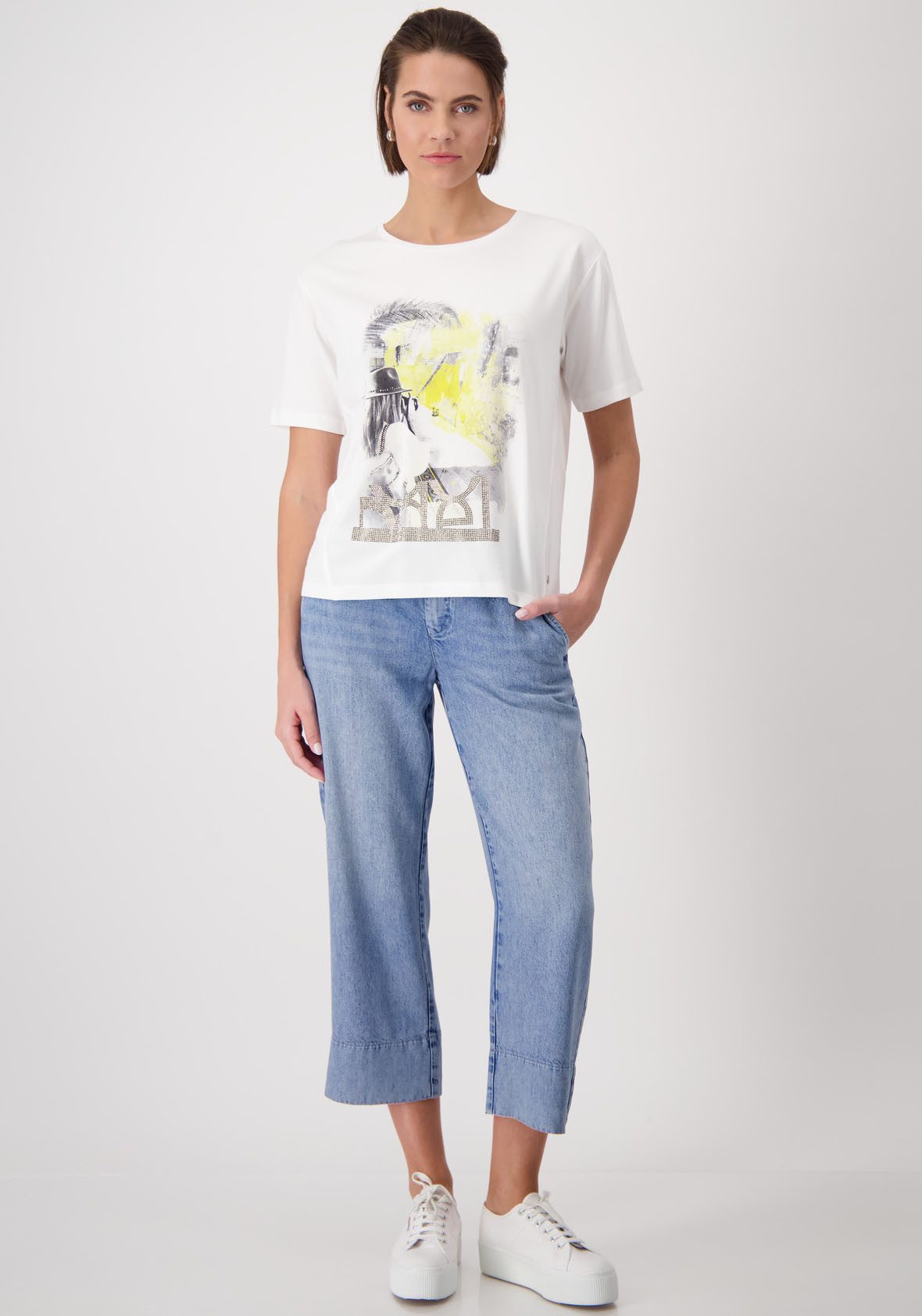 Monari Shirt met ronde hals met frontprint