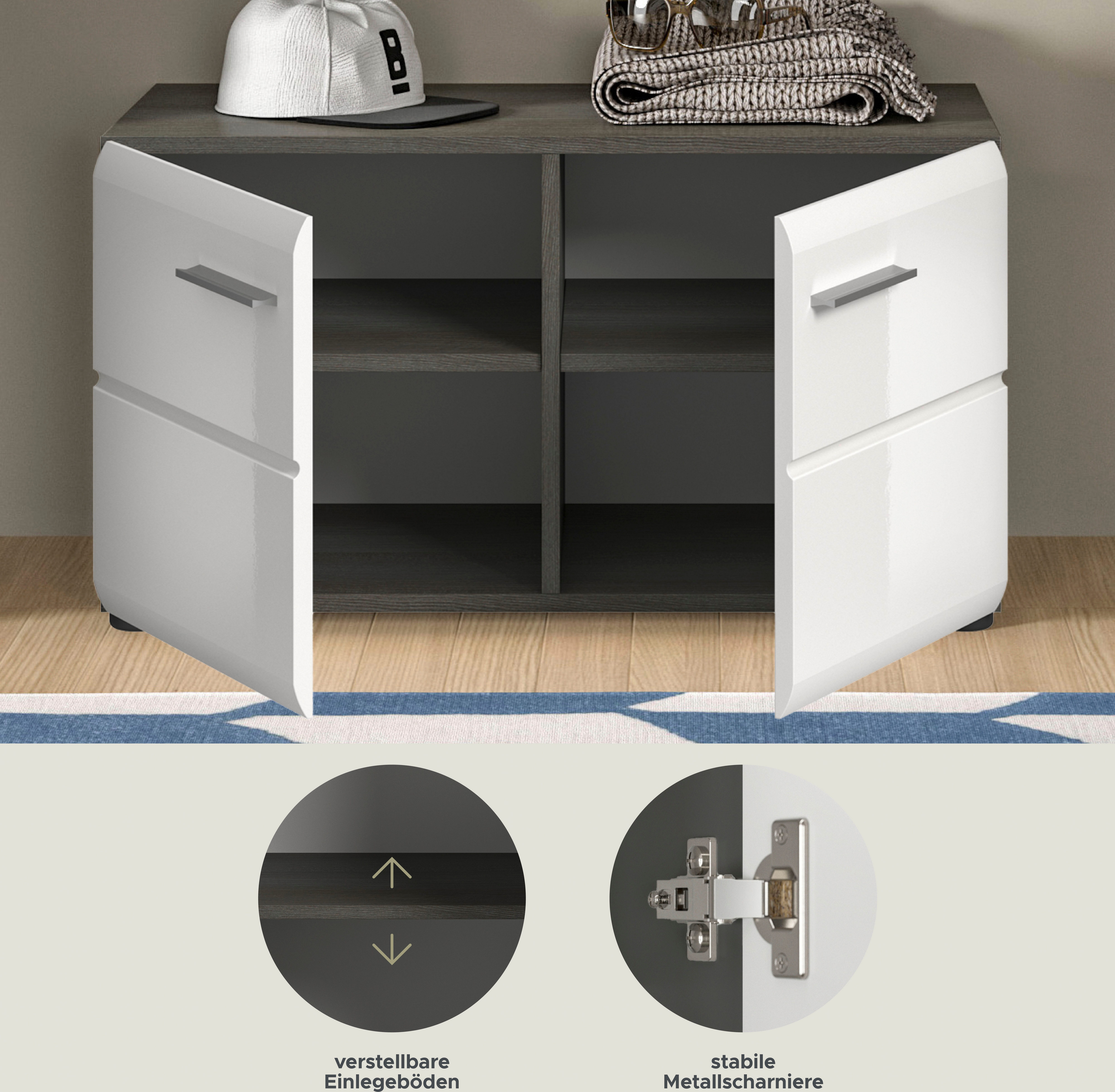 INOSIGN Zitbank Rumba, Breedte 80cm, Hoogglans Front, 2 deuren, 2 legplanken, 4 vakken