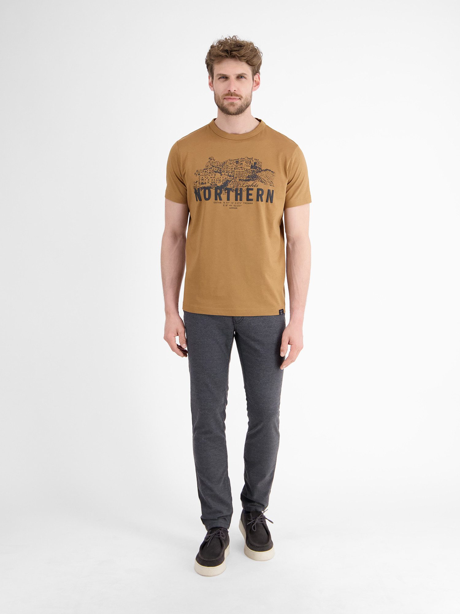 Lerros T-shirt LERROS Effen T-shirt met borstprint