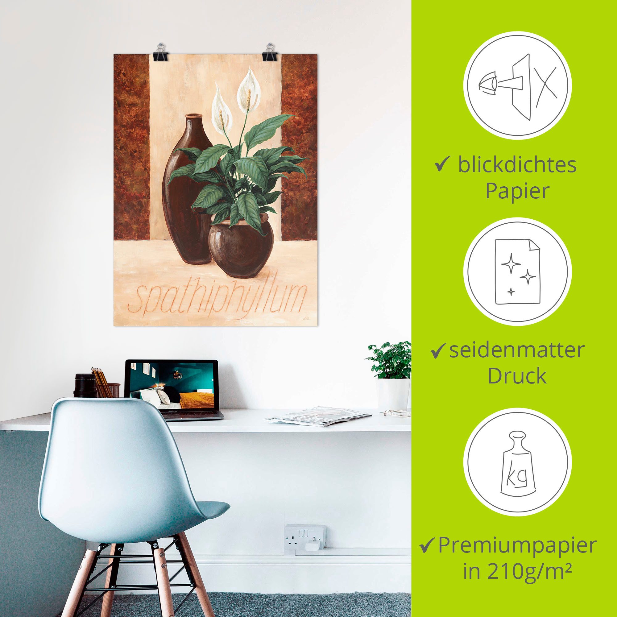 Artland Poster Spathiphyllum - Lepelplant als artprint van aluminium, artprint op linnen, muursticker of poster in verschillende maten