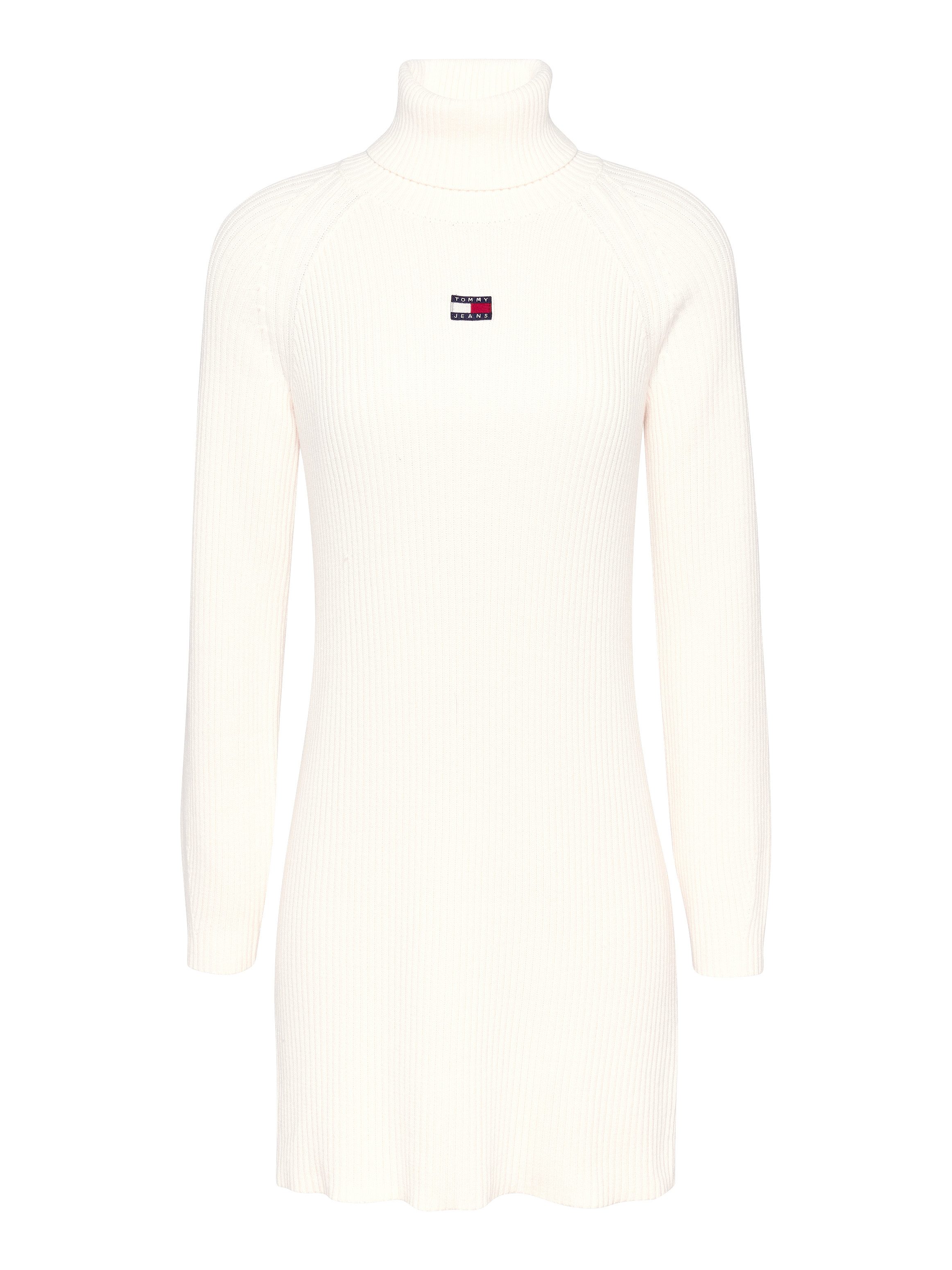 TOMMY JEANS Gebreide jurk TJW MOCKNECK BADGE SWEATER DRESS