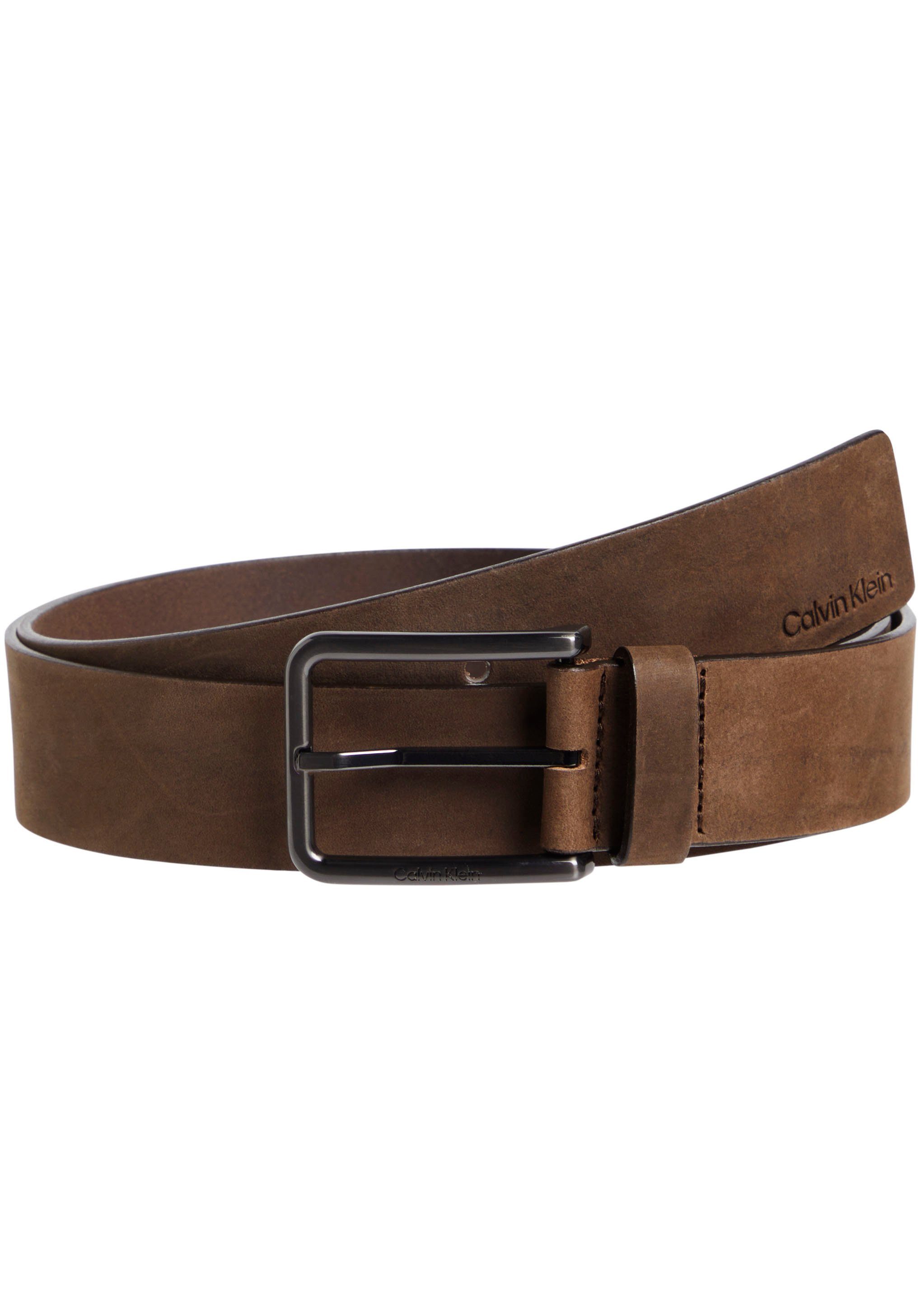 Calvin Klein Leren riem WARMTH NUBUCK 35MM heren riemen maat 100 bruin