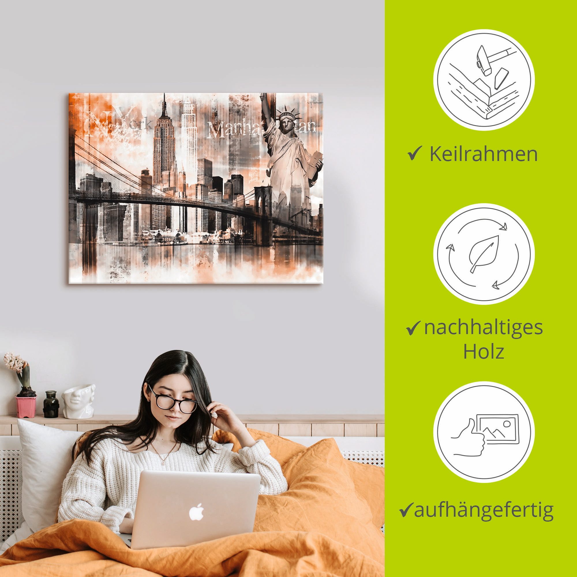 Artland Artprint New York skyline collage V als artprint op linnen, poster in verschillende formaten maten