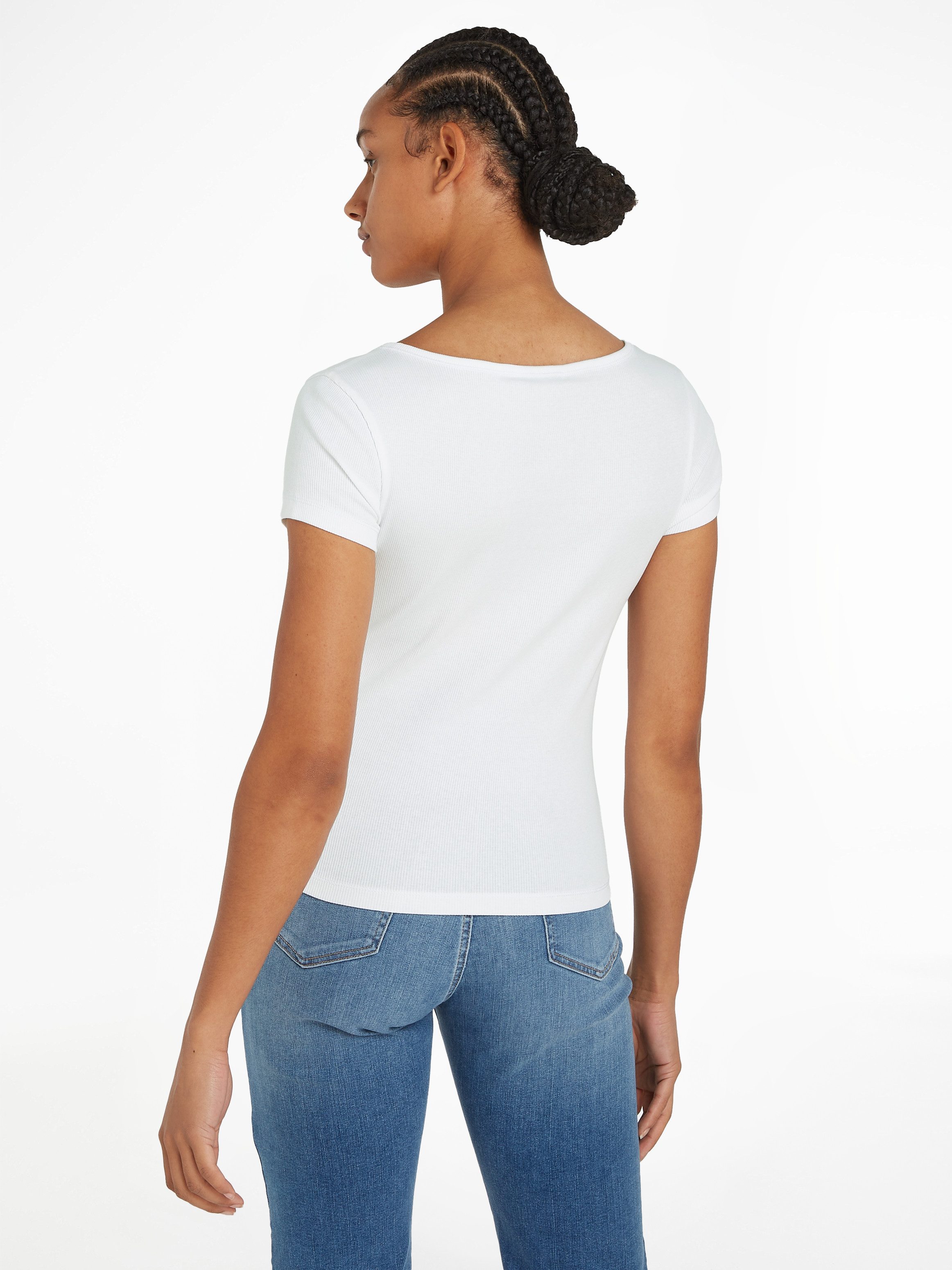 TOMMY JEANS Shirt met ronde hals TJW SLIM HENLEY TOP SS