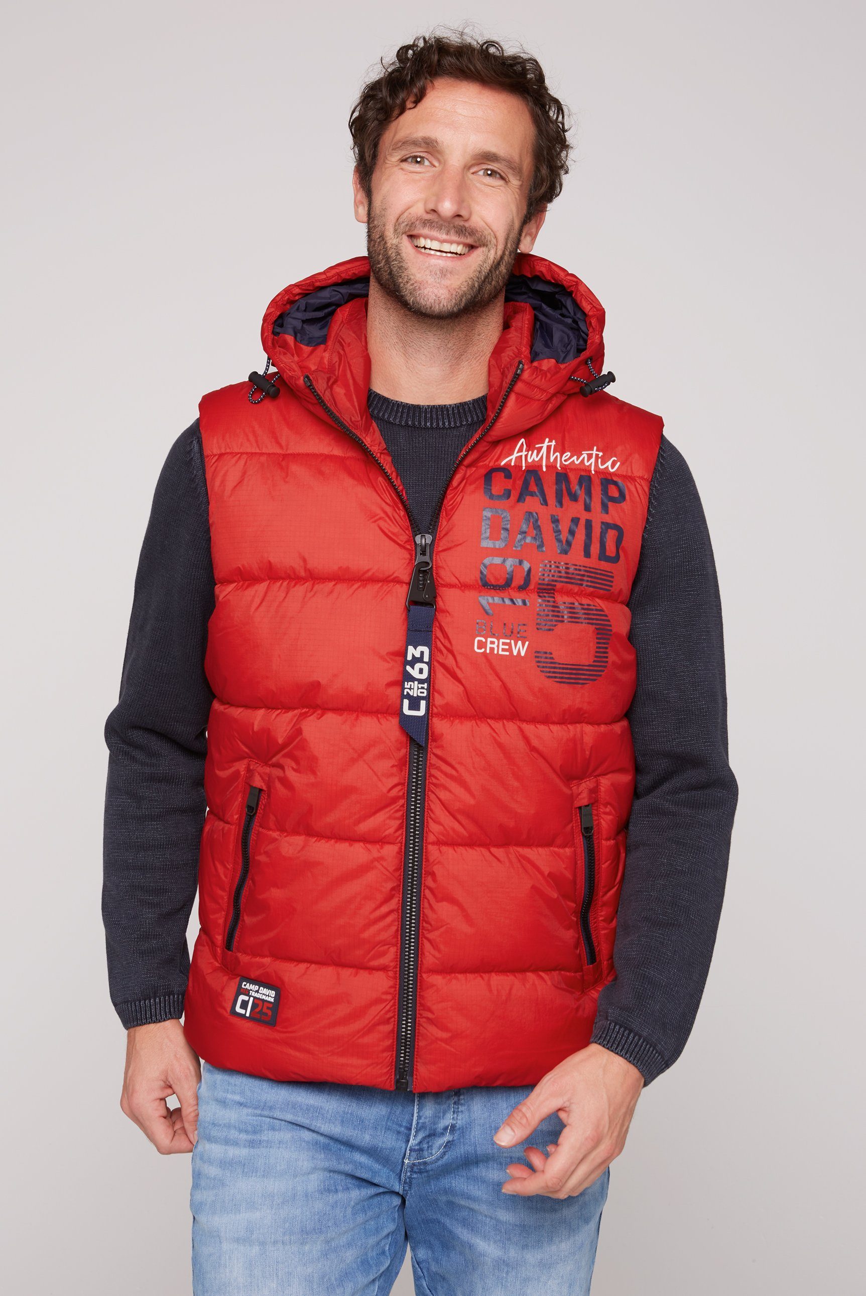 CAMP DAVID Bodywarmer met ritszakken heren bodywarmers maat S rood
