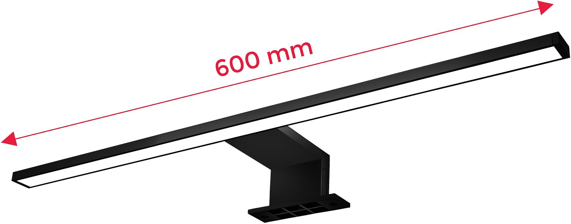 B.K.Licht Spiegellamp BK_SP1406 Badkamerlamp, spiegellamp, 60 cm breed, zwart 8w, 4.000k neutraal wit licht, ip44, spatwaterbescherming (1 stuk)