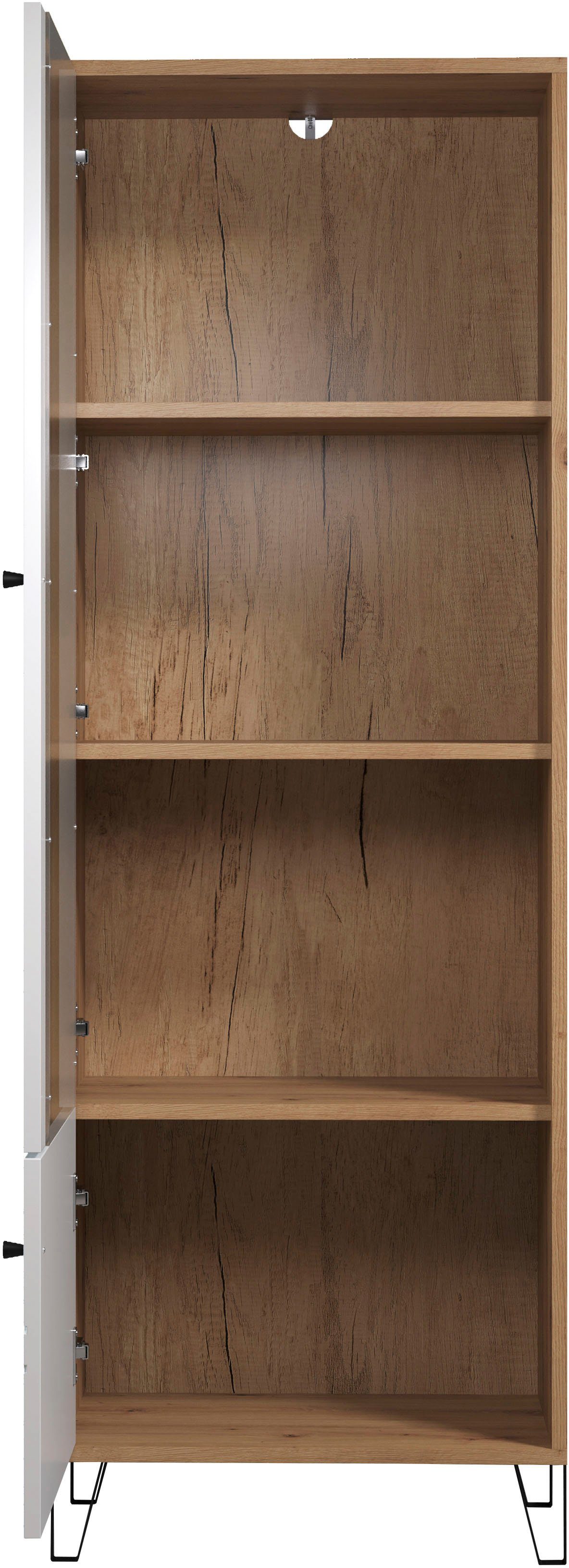 Places of Style Staande vitrinekast Tarragona met frezingen in ruitlook, h/b 172/63 cm