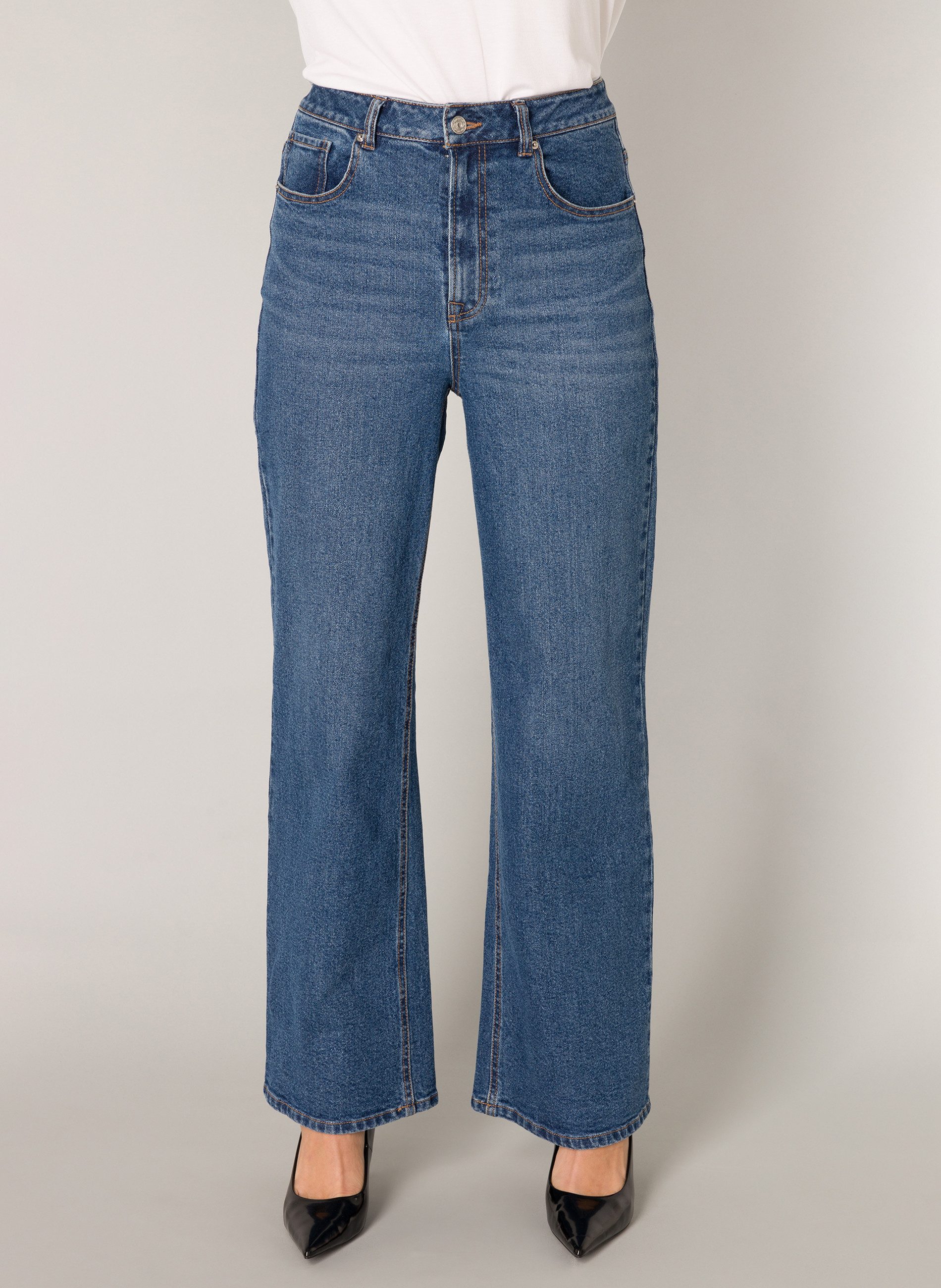 Base Level Wijde jeans AMY met wassing dames wide leg jeans maat 36 blauw