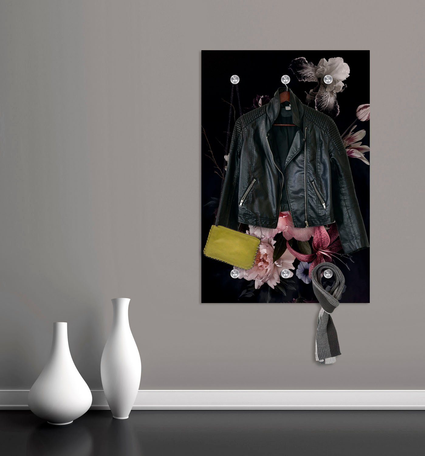 queence Kapstok Bloemen met 6 haken, 80 x 120 cm