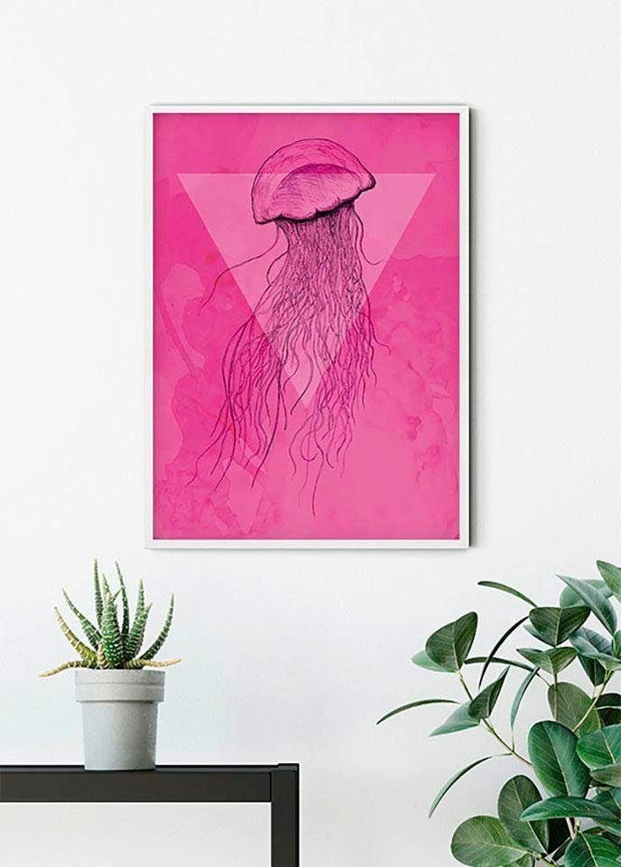 Komar Wanddecoratie Jellyfish pink Wanddecoratie - zonder lijst (1 stuk)