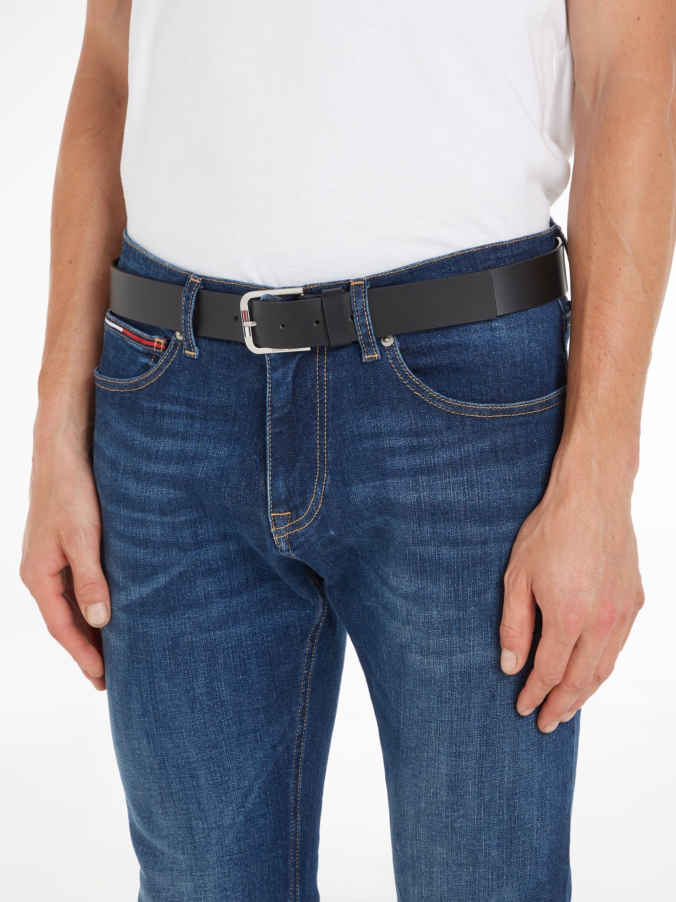 TOMMY JEANS Leren riem TJM AUSTIN 3.5 met een logo-opschrift