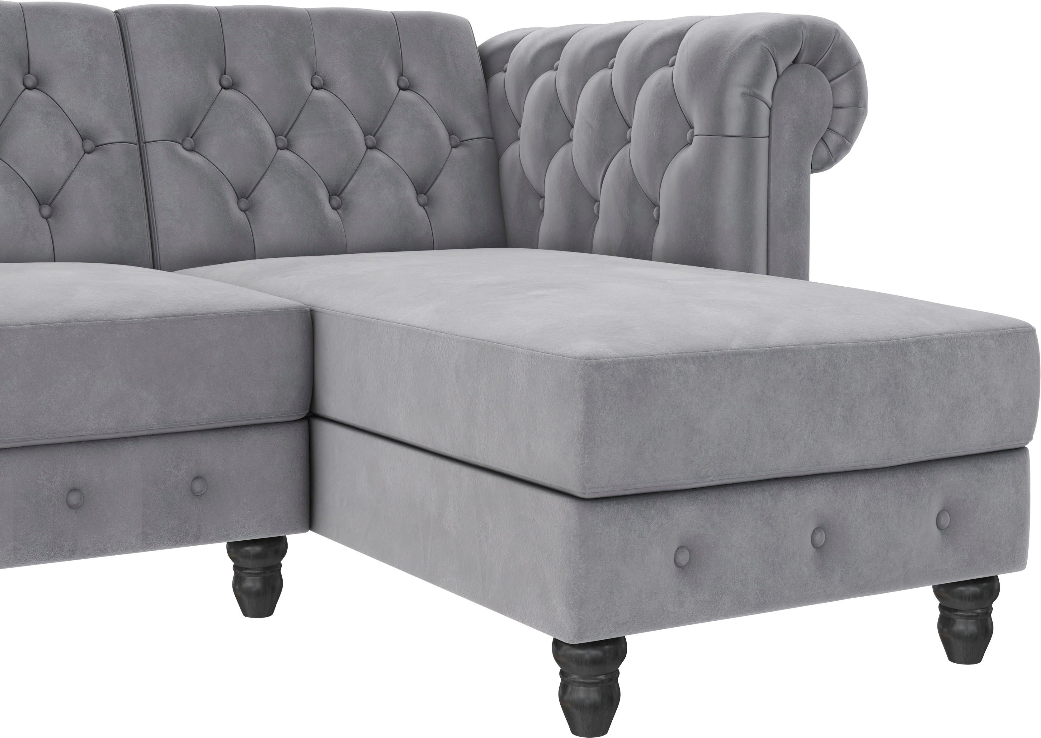 Dorel Home Hoekbank Felix, L-model, 241 cm (ligoppervlak108x195 cm), récamier verwisselbaar,