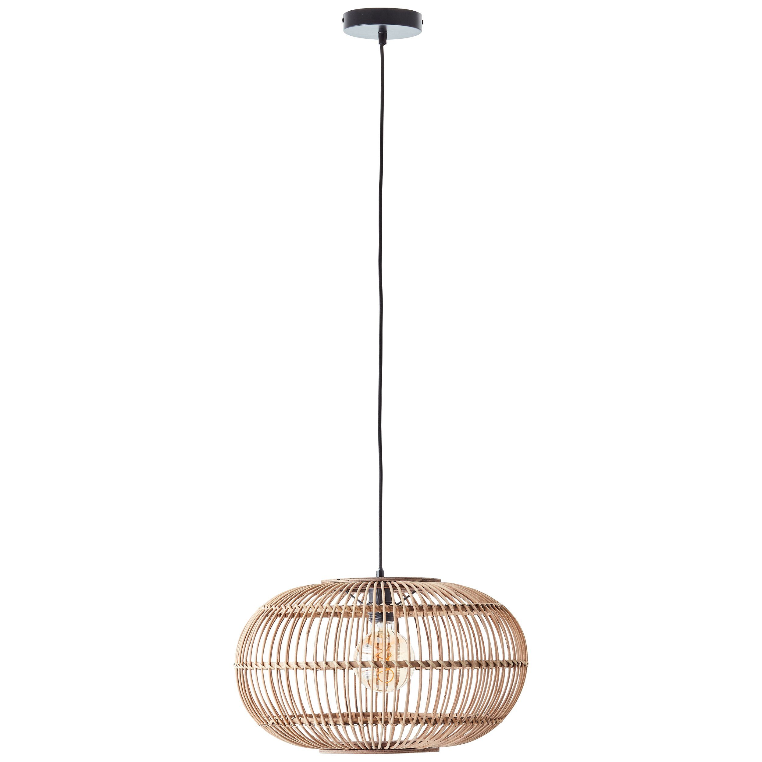 Brilliant Leuchten Hanglamp Woodball in hoogte verstelbare boho hanglamp met bamboe kap, dimbaar, d 45 cm