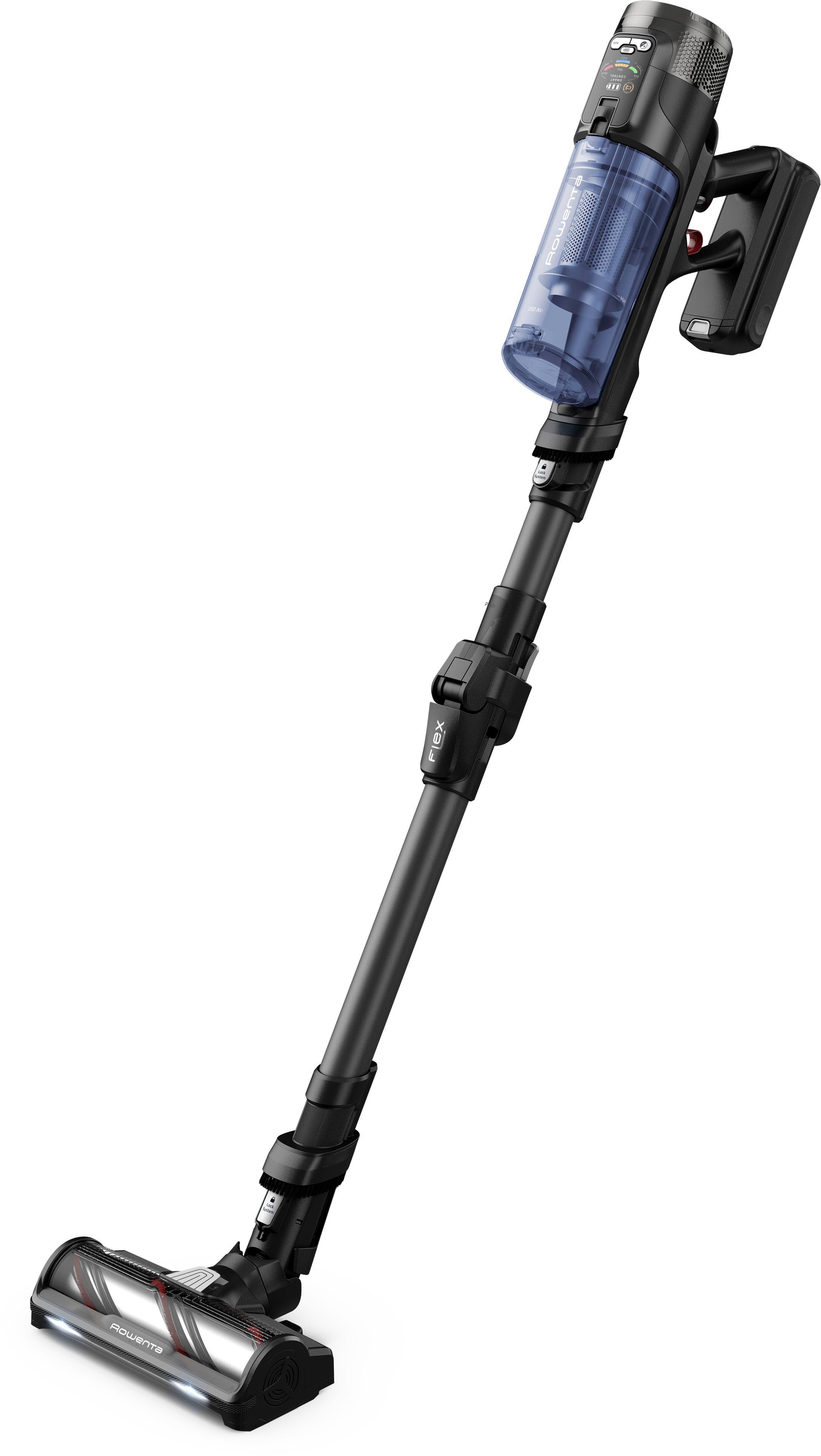 Rowenta Nat-droog-kruimeldief RH9LC1 X-Force Flex 12.60 Neo Allergy Aerospin 150 aw, 60 min. zuigkracht, led zuigmond, bijzonder licht ontwerp