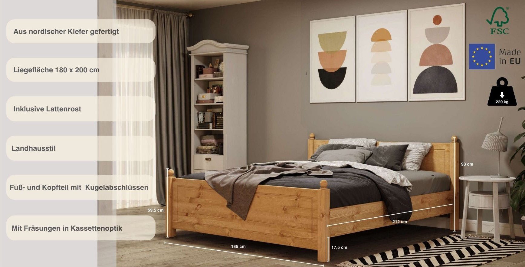 Home affaire Massief houten ledikant Mila, hoge belasting jeugdbed,! FSC® gecertificeerd massief hout