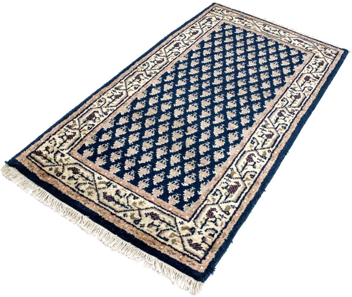 morgenland Wollen kleed Mir Mino oriëntaals design, woonkamer wollen vloerkleden maat 70 cm x 140 cm x 8 mm blauw