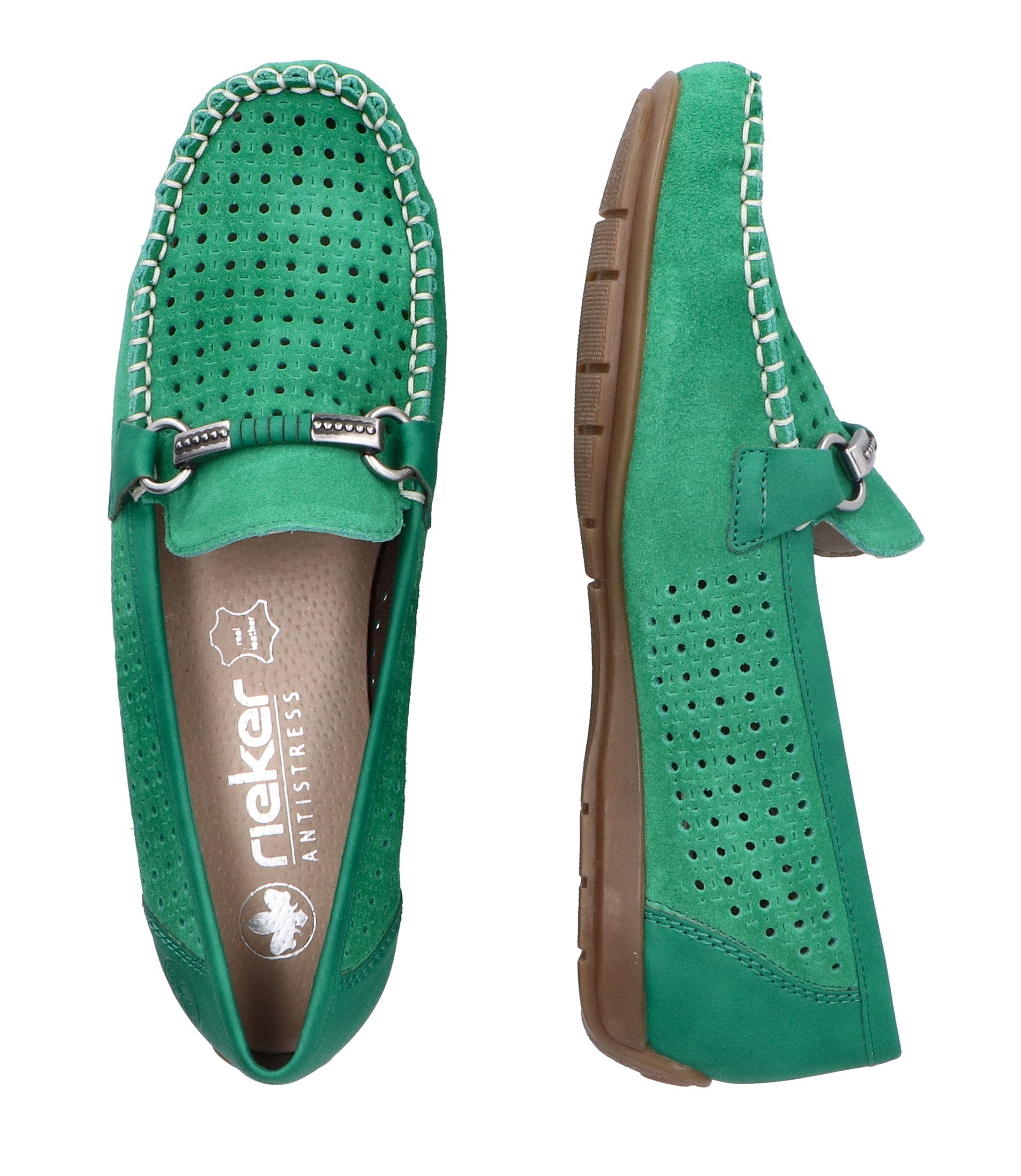 Rieker Instappers moccasin, loafer, zomerschoen met siernaad