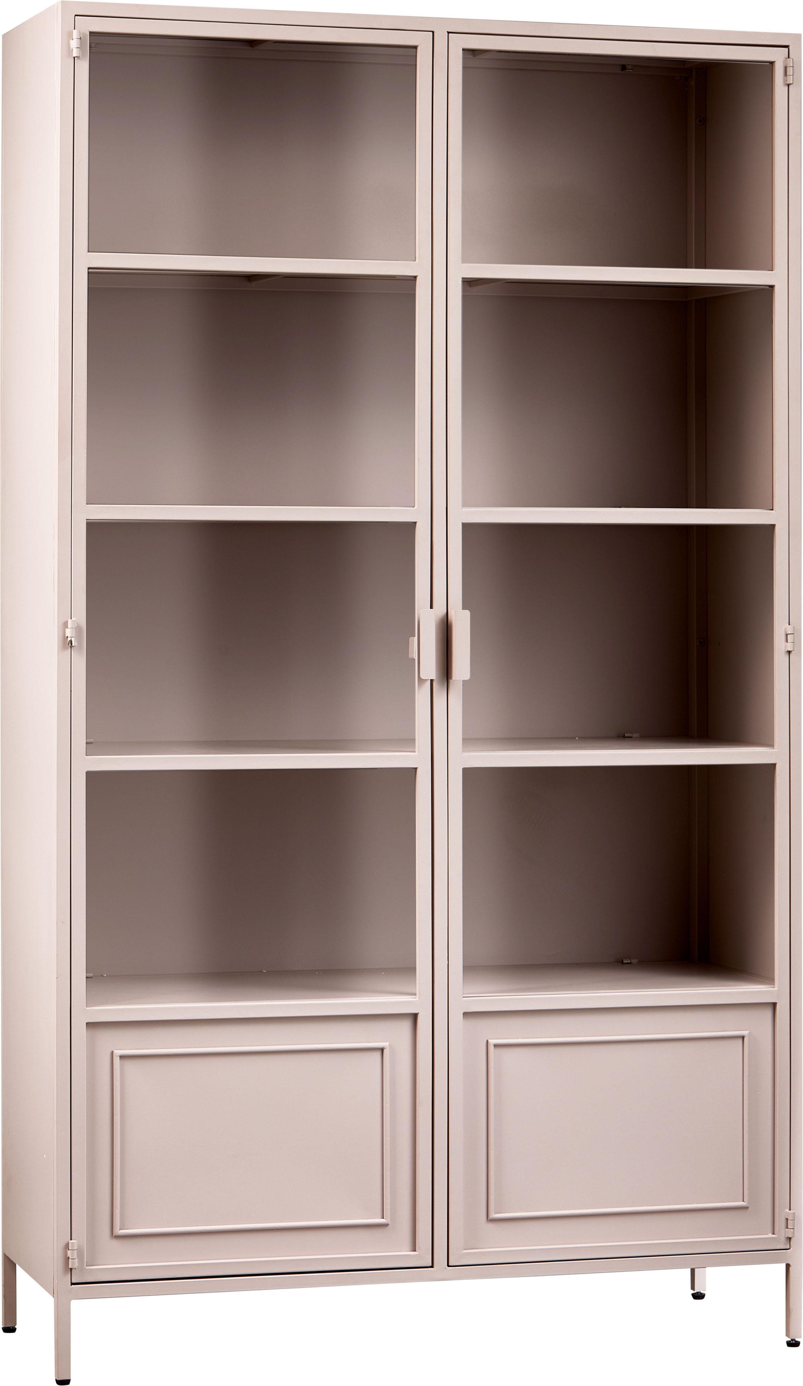 WOOOD Vitrinekast Ronja Halfglazen vitrine van gepoedercoat metaal, H 189 cm x B 110 cm vitrinekasten roze