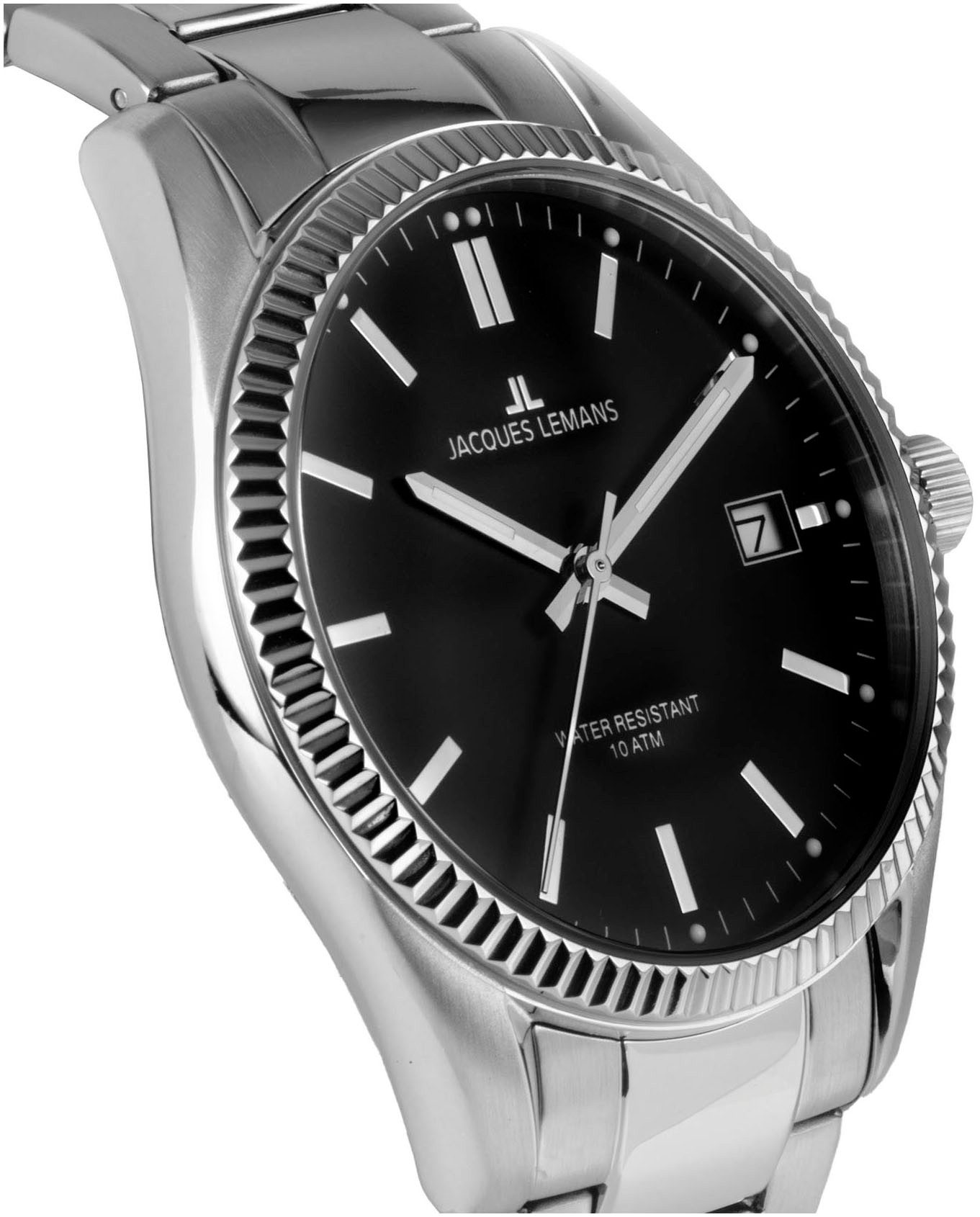 Jacques Lemans Kwartshorloge Derby Horloge, herenhorloge, dameshorloge, roestvrijstalen band, tot 10 bar waterdicht.