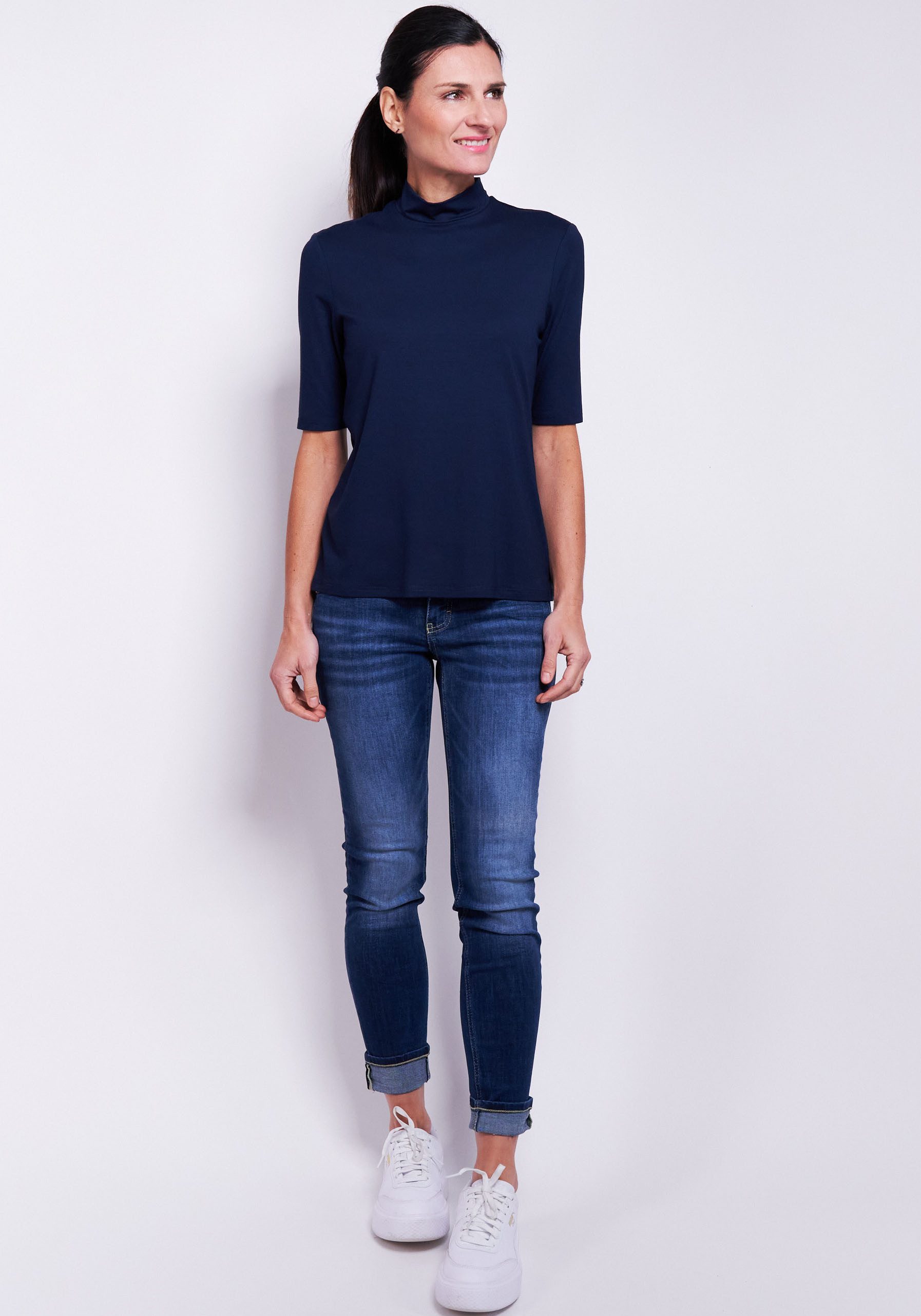 Seidel Moden Shirt met staande kraag in heuplengte, made in germany