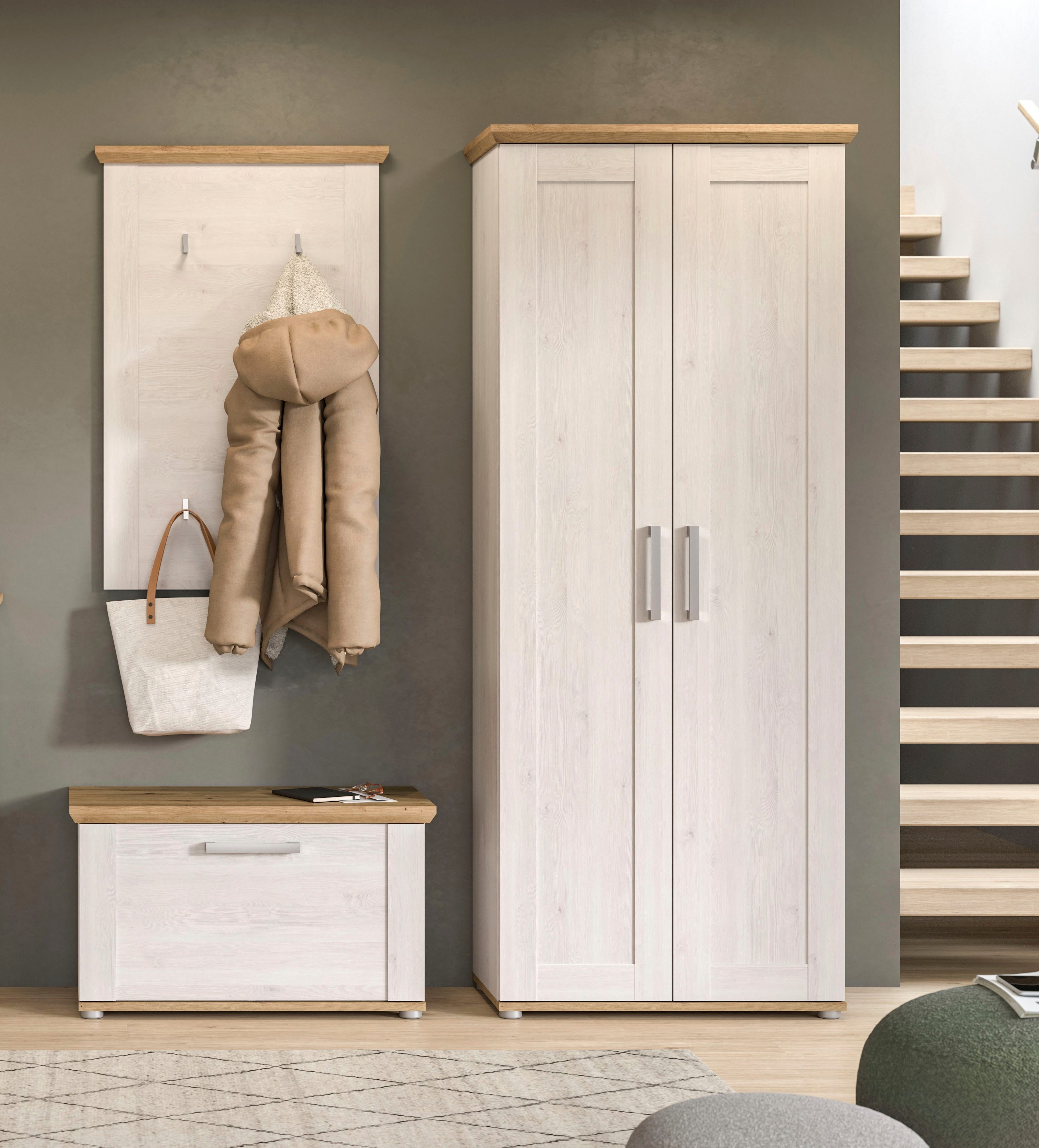 Home affaire Halmeubelset Cosenza, Breedte ca. 175 cm, 2-kleurig, 3-delig, bestaande uit: (3-delig)