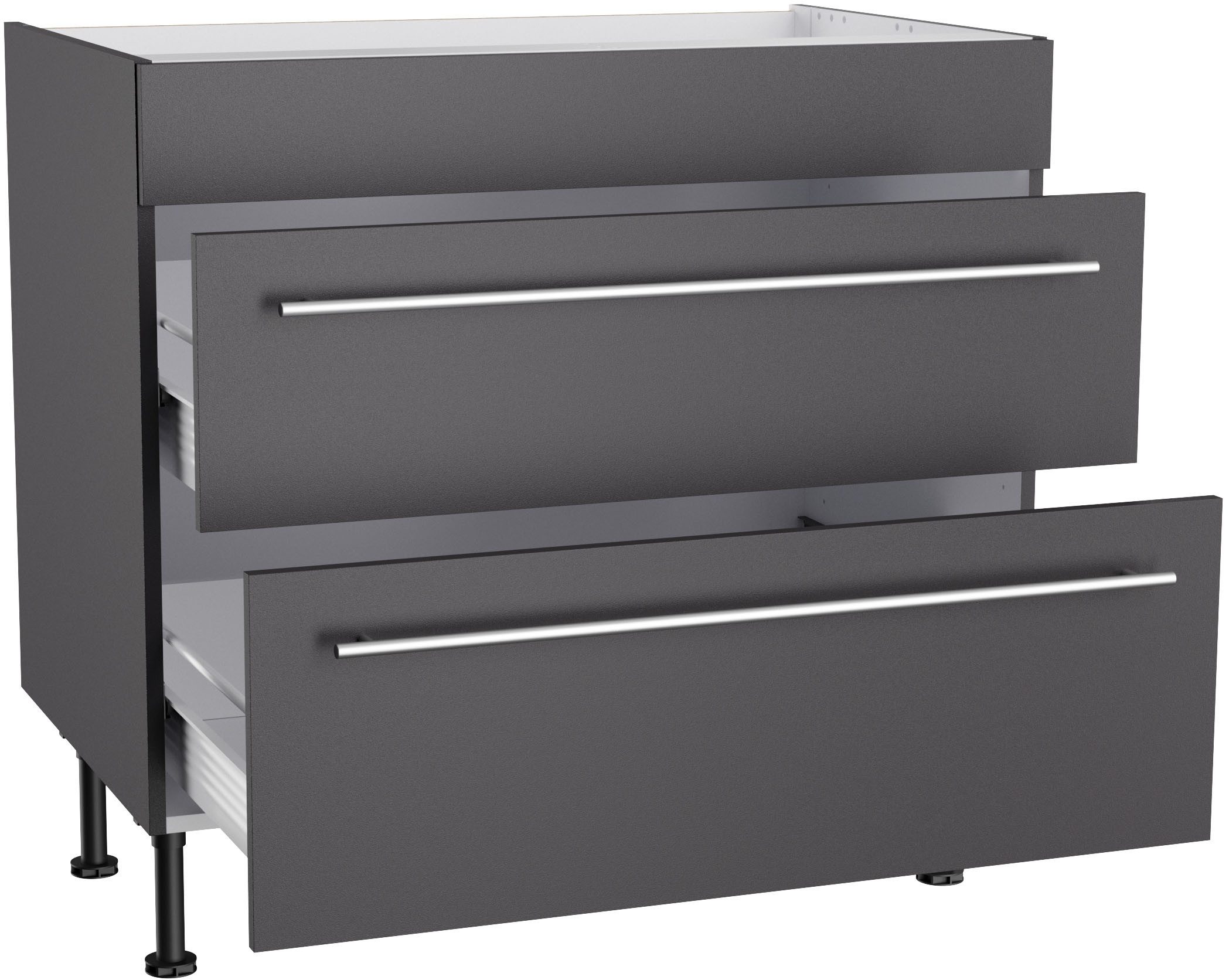 OPTIFIT Ombouwkast voor fornuis Bern2 Breedte 90 cm, kookveldombouwkast, 2 lades, 1 vaste afdekking