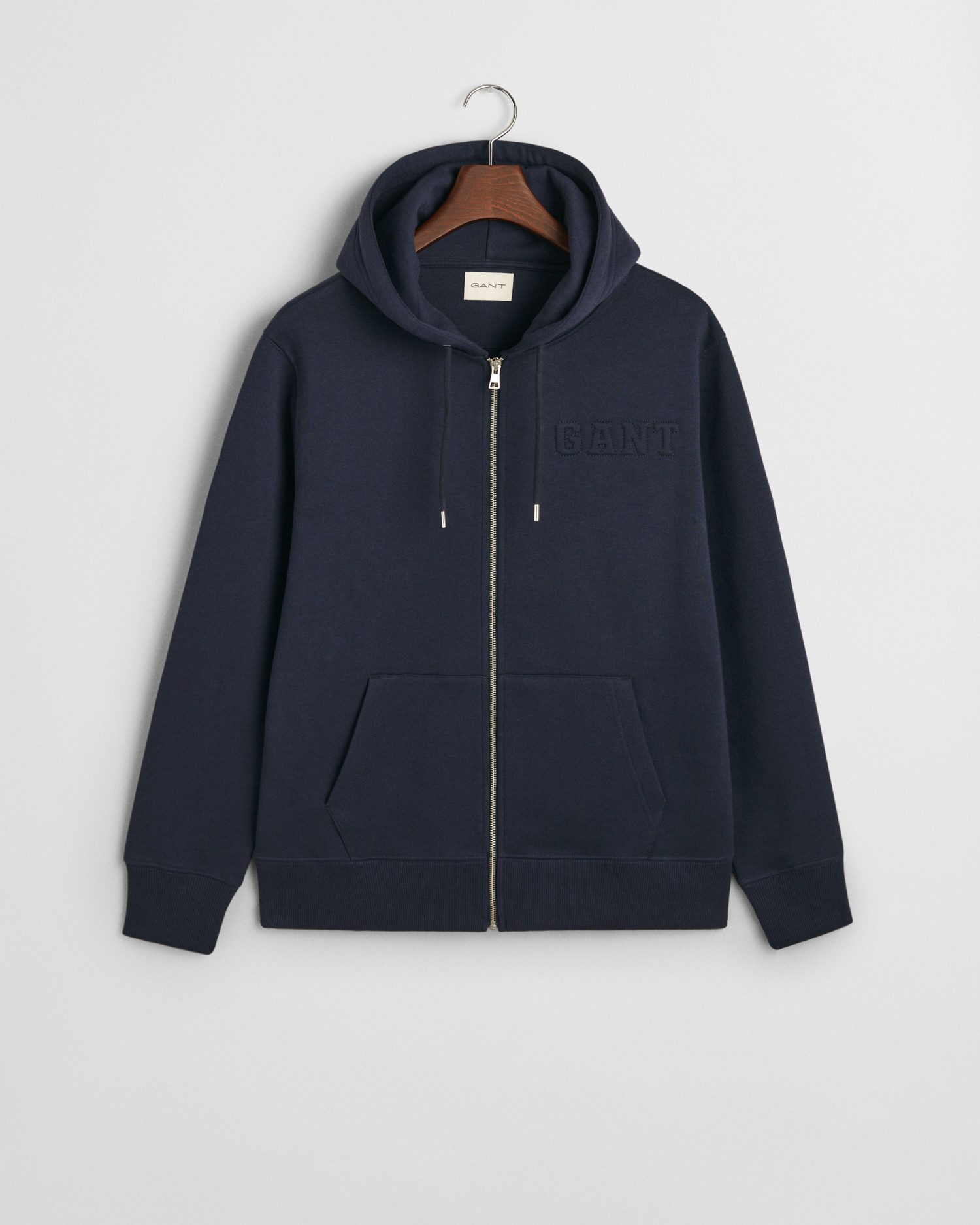 Gant Capuchonsweatvest EMBOSSED FULL-ZIP HOODIE een verheven -grafiekembossing op de borst