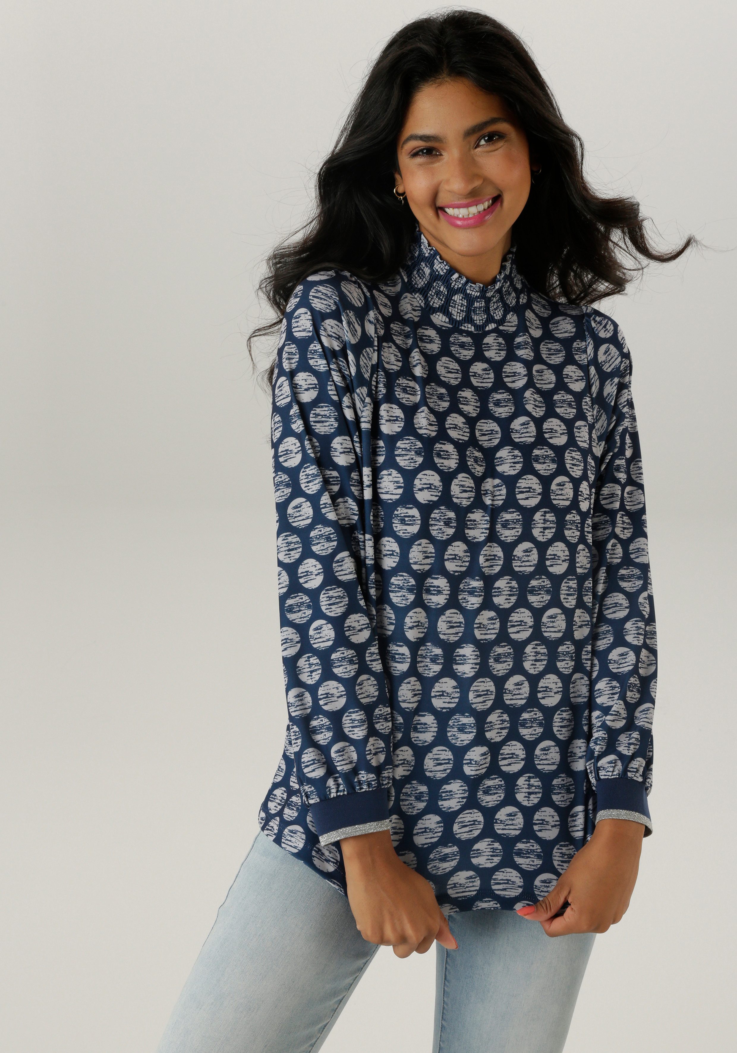 Aniston SELECTED Blouse zonder sluiting met gestreepte stippen - nieuwe collectie dames blouses maat 46