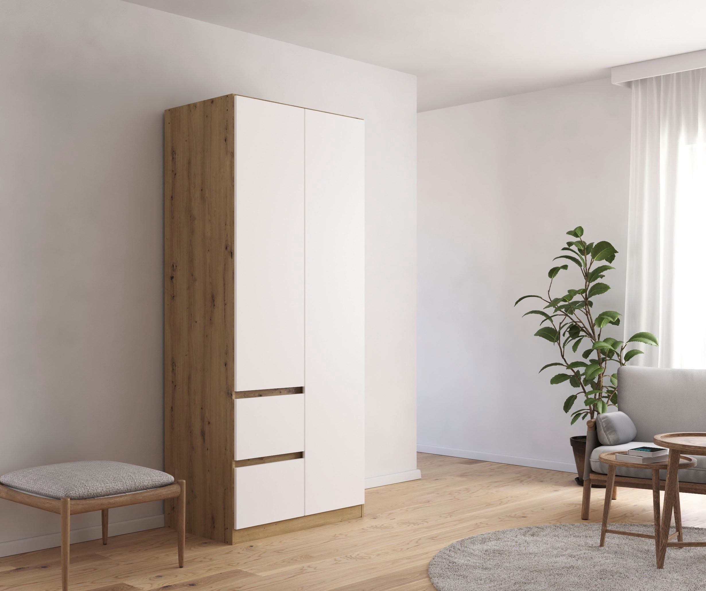 rauch Draaideurkast Kledingkast kast garderobe garderobekast MAINZ greeploze front, buitendeuren met push-to-open functie made in germany