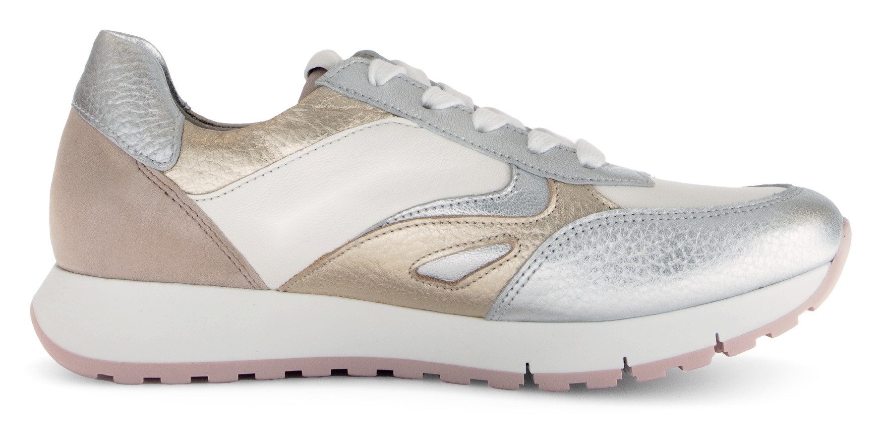 Gabor Sneakers met sleehak Florence , vrijetijdsschoen, lage schoen, veterschoen, contrastafwerking, breedte g (=breed)