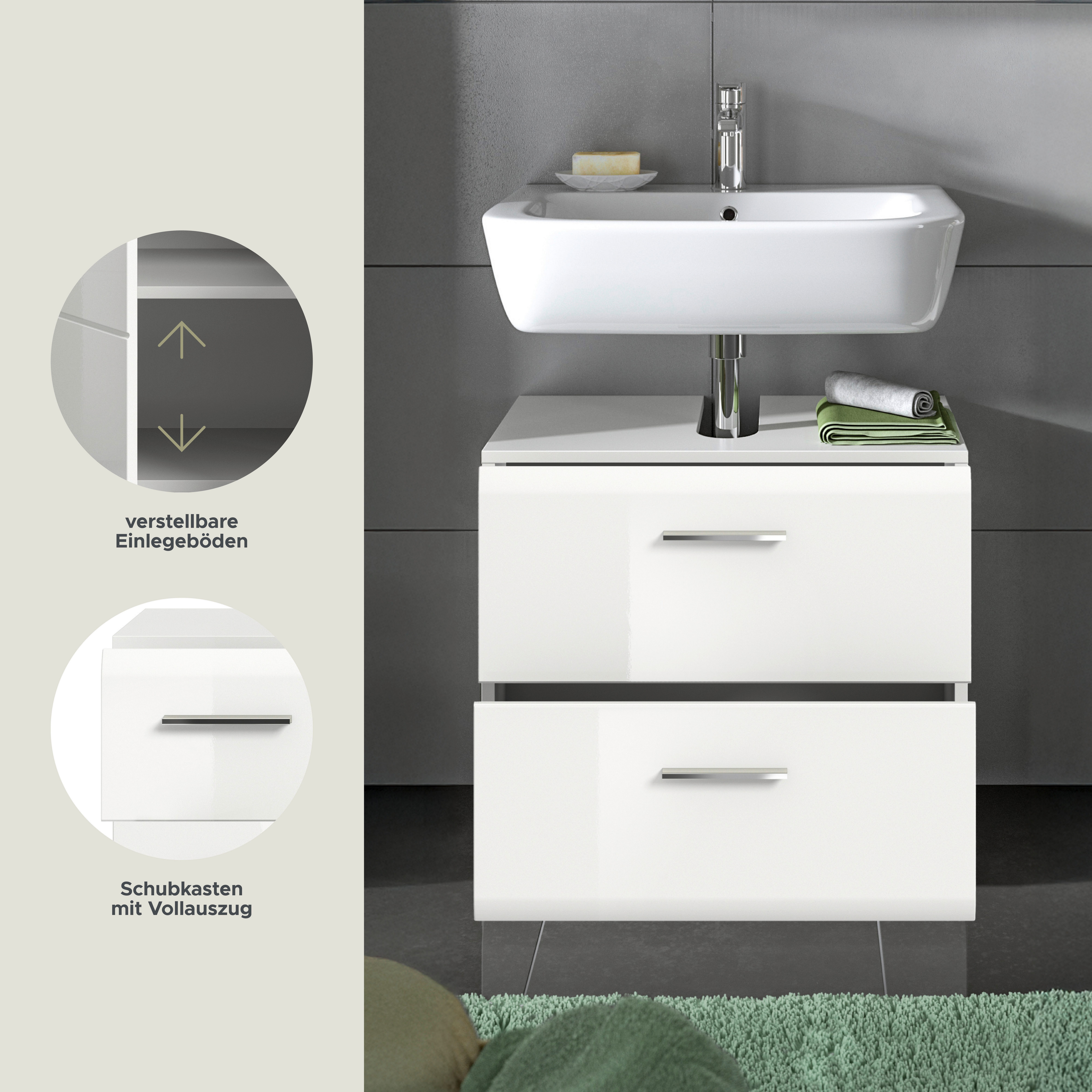 INOSIGN Wastafelonderkast FLORENZ, TOPSELLER!, Breedte 60 cm, 2 lades, incl. sifonaansluiting