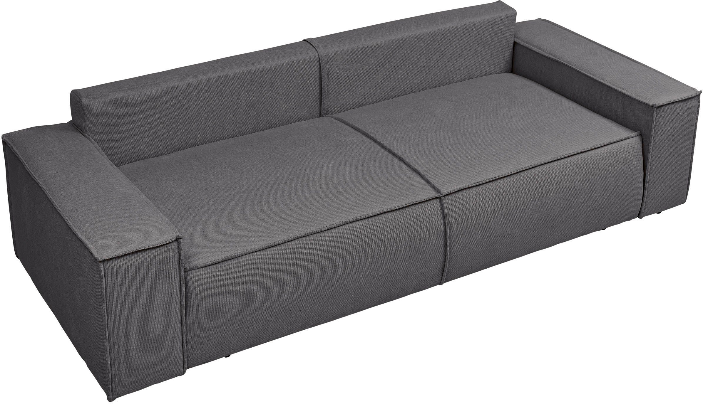 andas 3-zitsbank FINNLEY slaapbank 257 cm, slaapfunctie met bedlade (200/136cm)