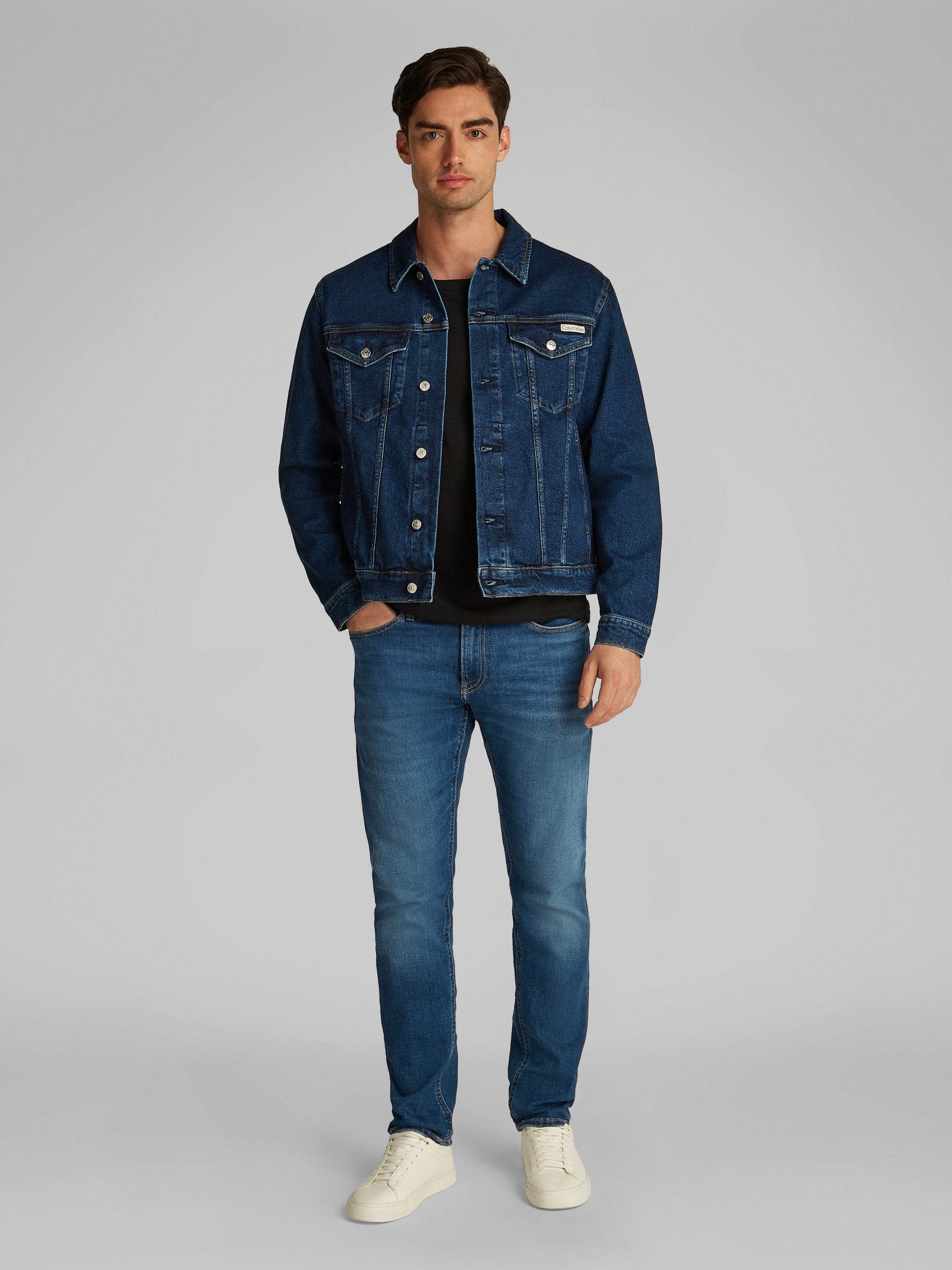 Calvin Klein Jeansjack SLIM DENIM JACKET Borstzakken, logodruk