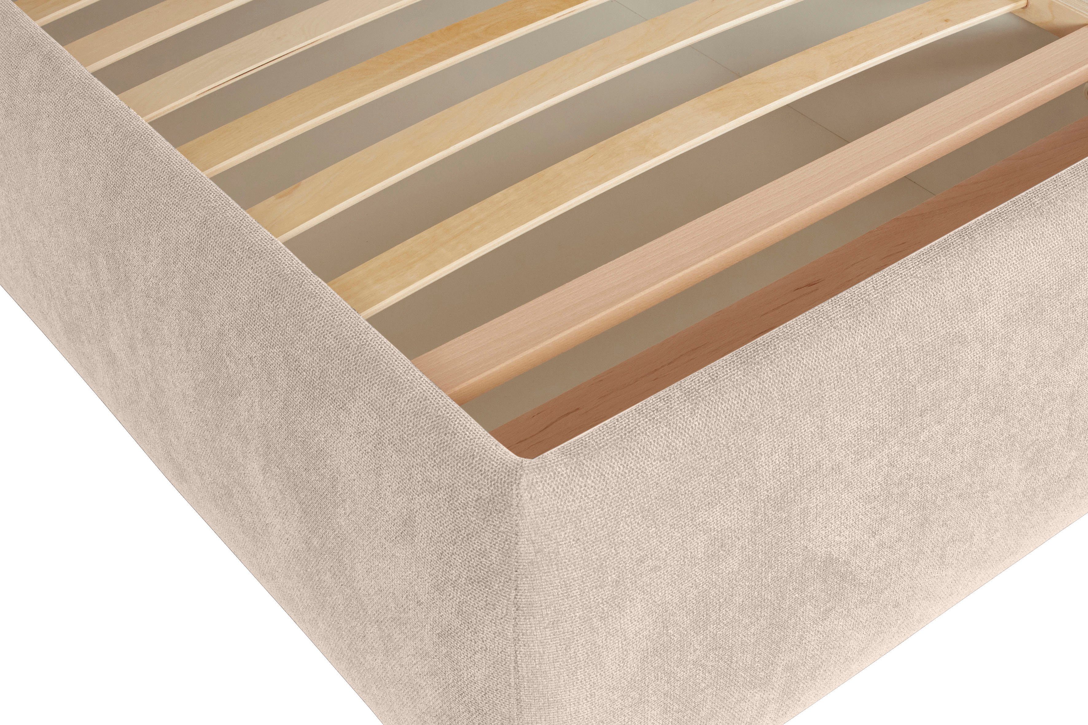 andas Gestoffeerd bed Jenson als bedframe of met 3 matrassoorten en hardheden