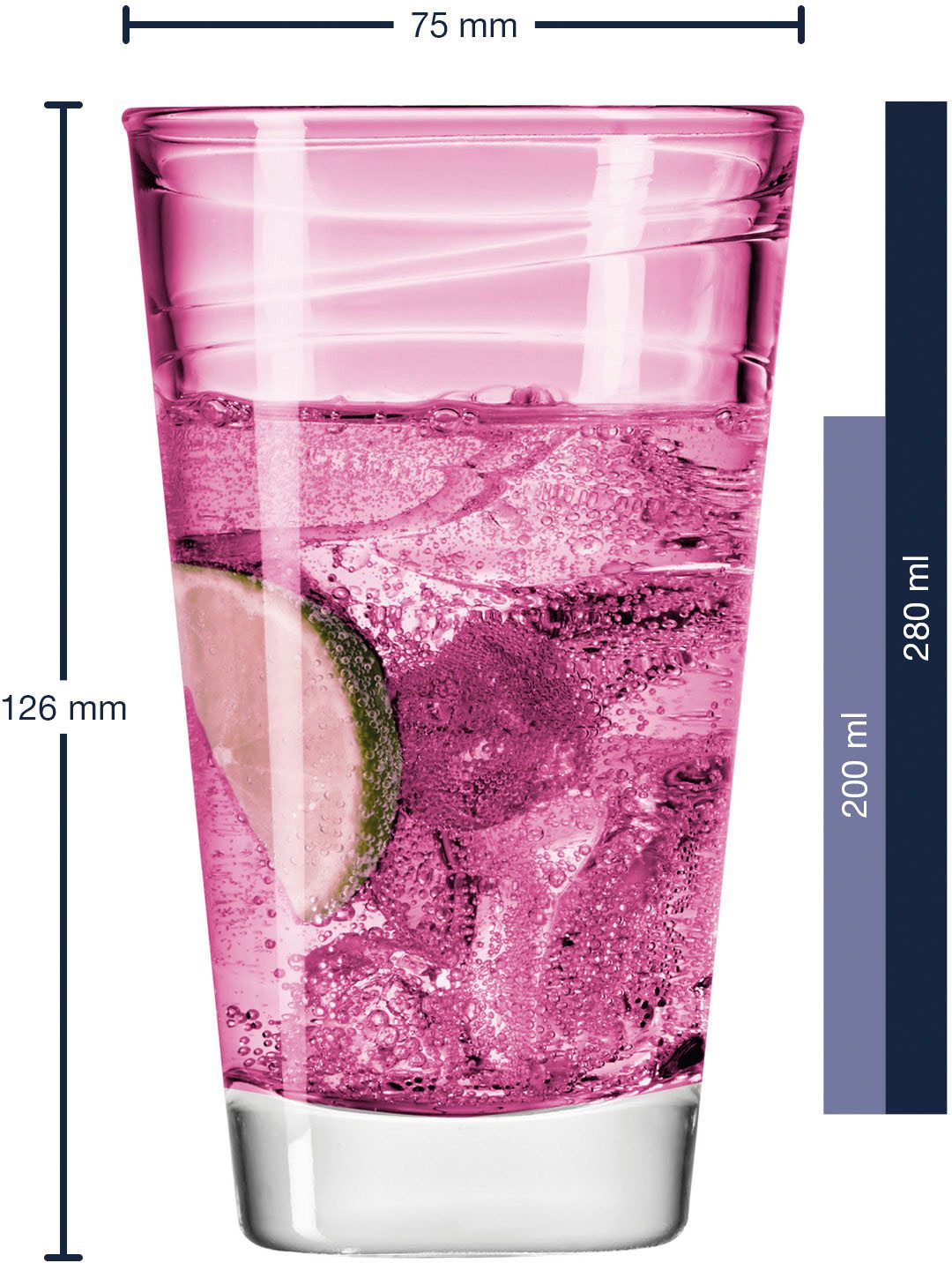 LEONARDO Longdrinkglas Colori veredeld met lichtechte hydroglazuur, 280 ml(set, 6-delig)