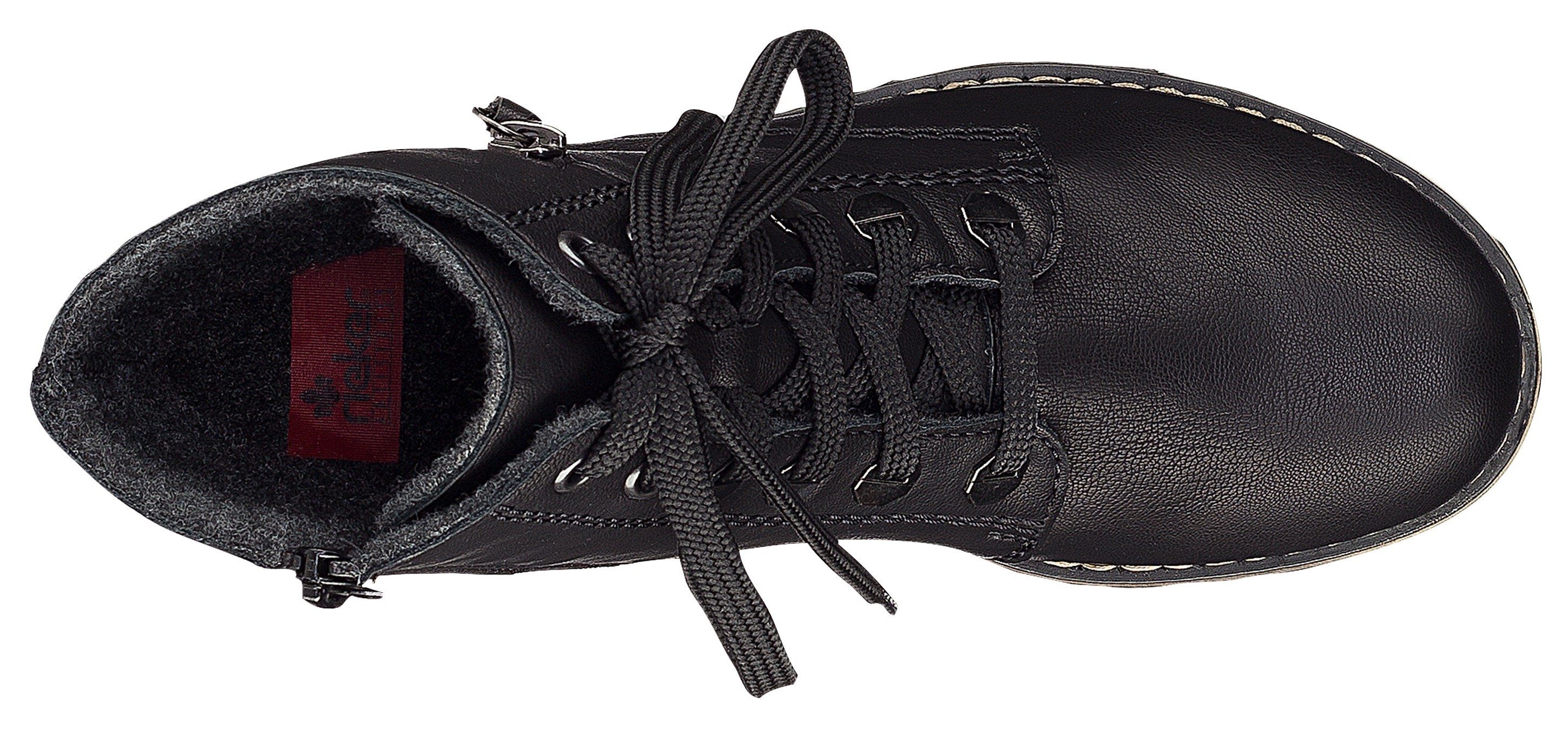 Rieker Hoge veterschoenen veterschoen, blokhak, met decoratieve rits aan de buitenkant