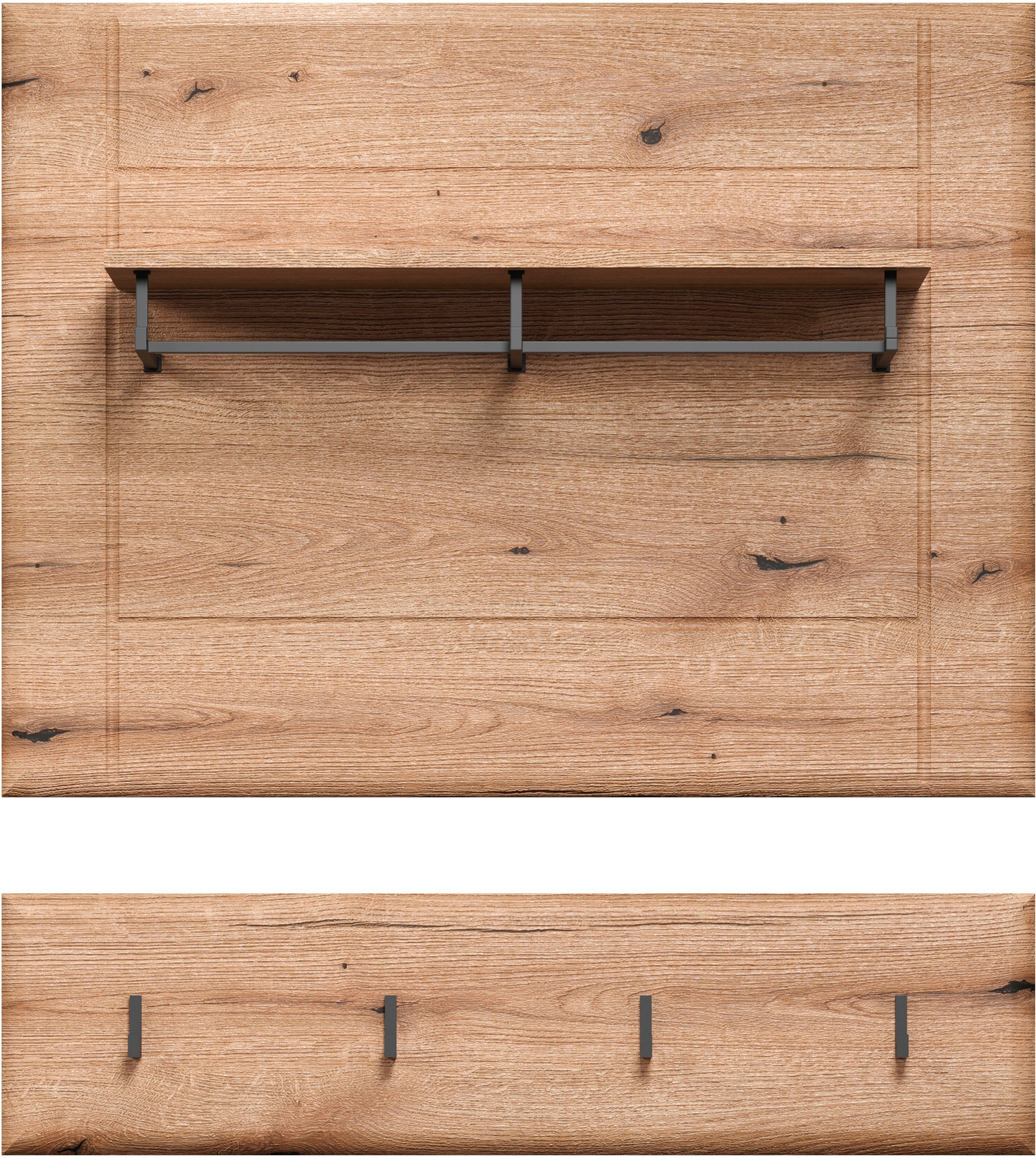 INOSIGN Wandrek Graz Afmetingen (B/H/D in cm): (91/80/2) - kleur: wit hoogglans en eik (1 stuk) wandplanken bruin
