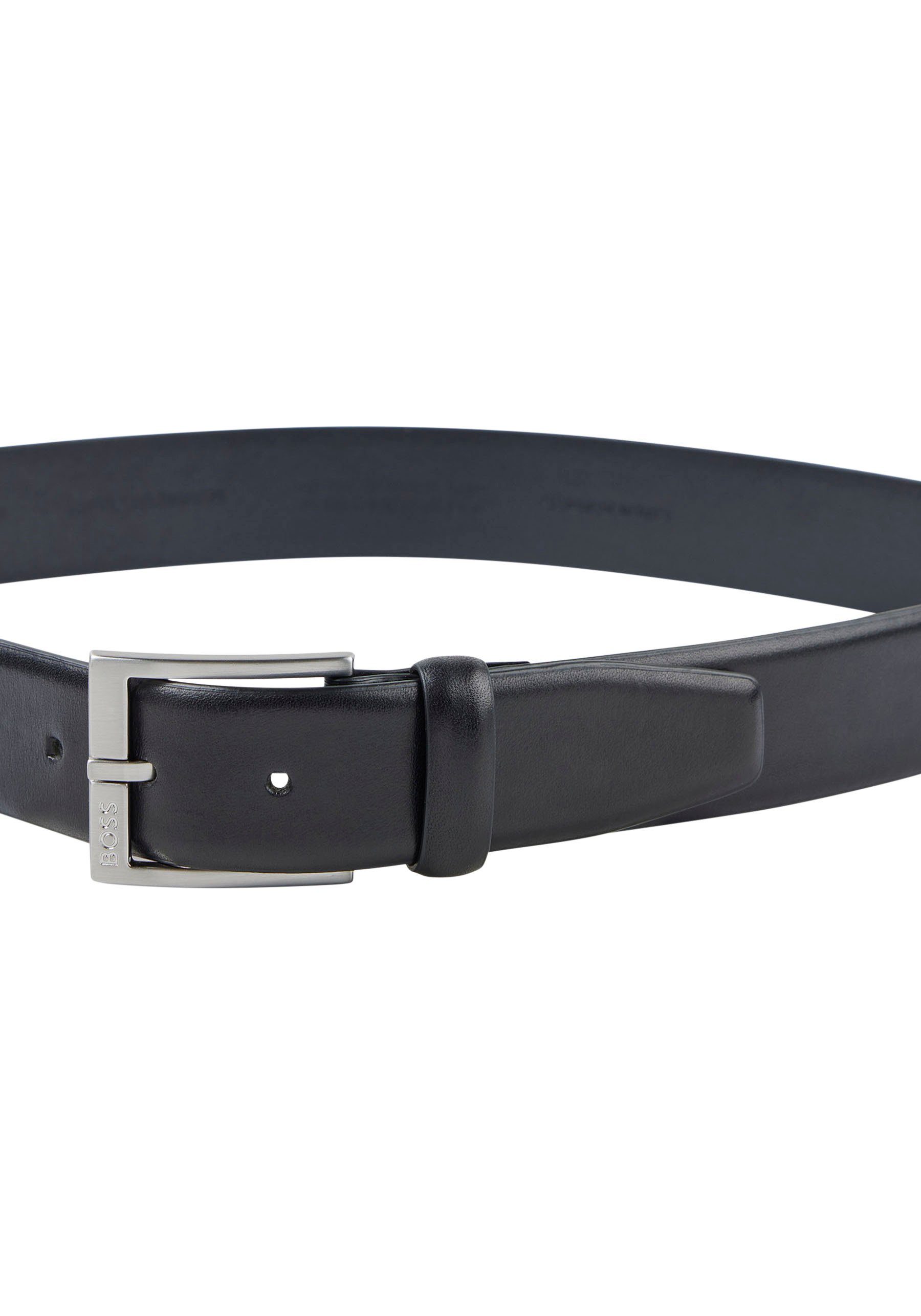 Boss Leren riem met vierkante sluiting en gegraveerd logo