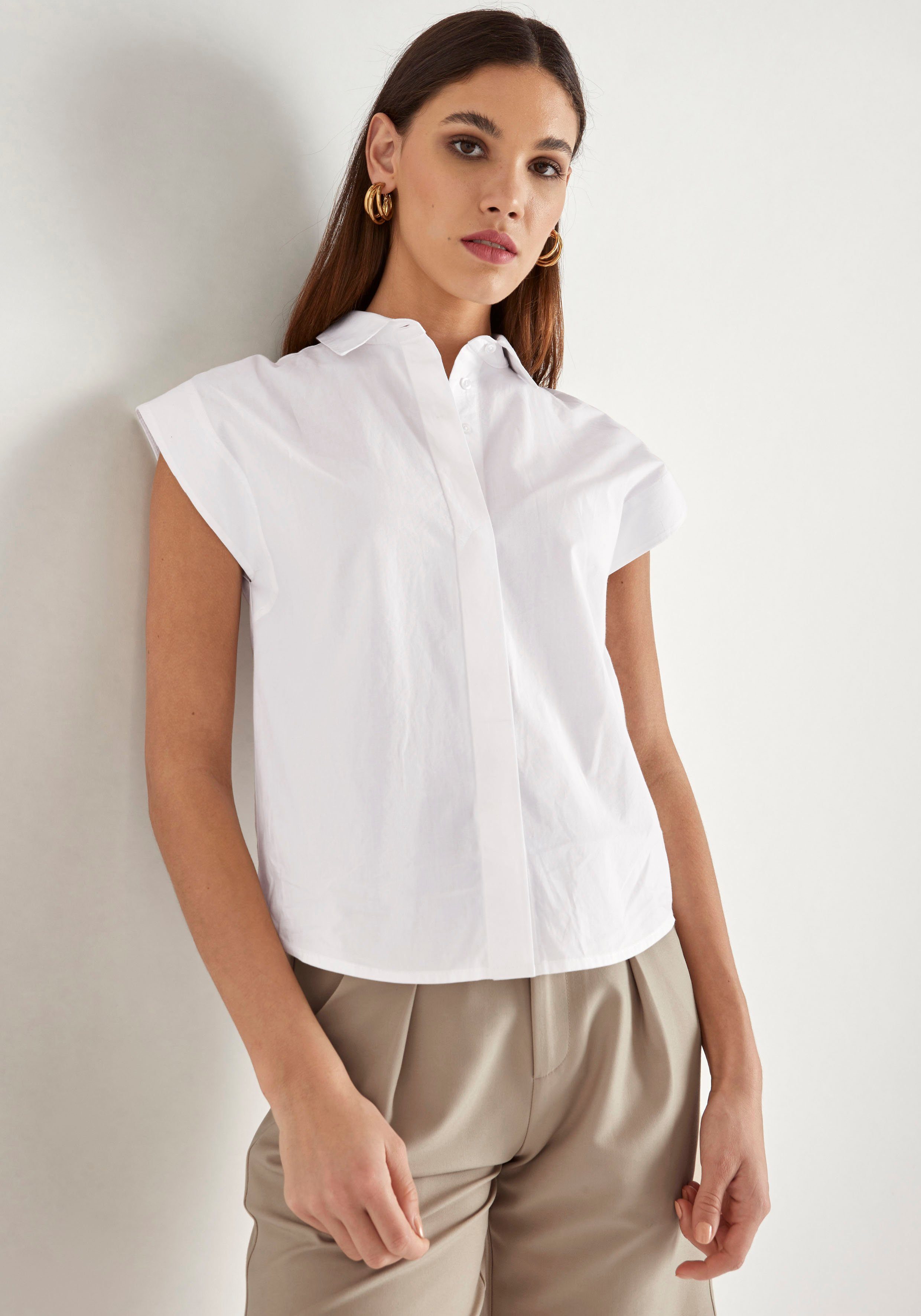 HECHTER PARIS Blouse met korte mouwen met doorknoopsluiting