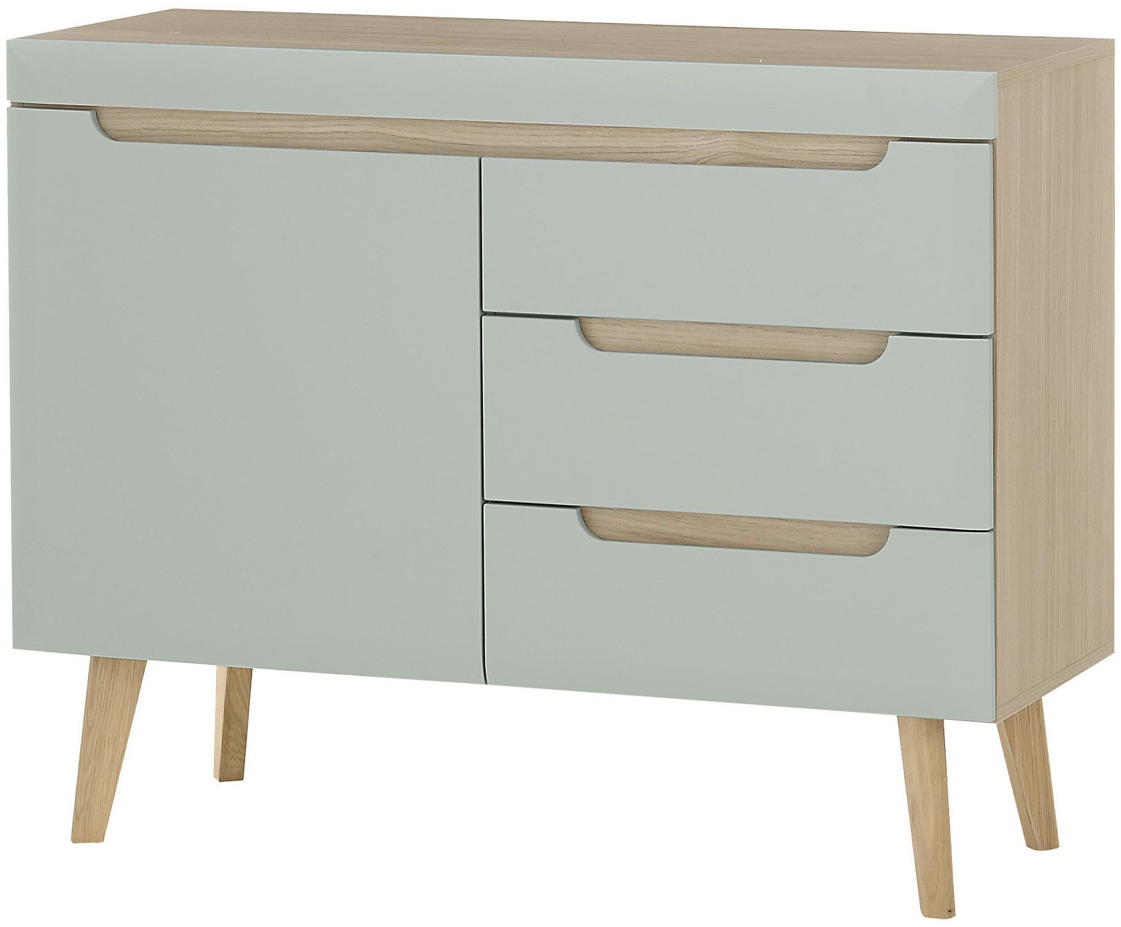 INOSIGN Dressoir Torge, dressoir, commode, ladekast afgeschuinde poten, drie kleuren, scandi design, 107 cm breed (1 stuk)
