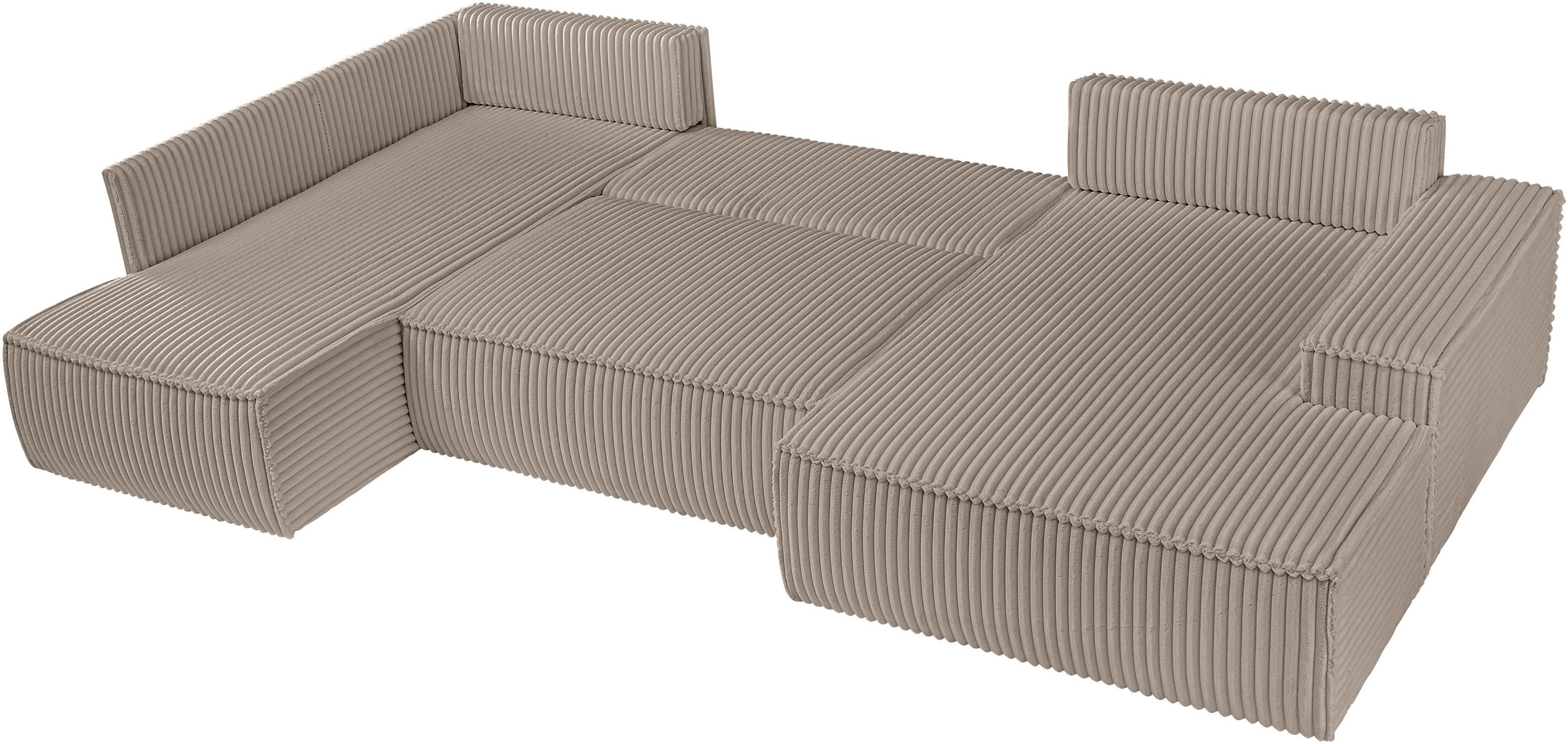 andas Zithoek FINNLEY U-model XXL 329 cm, bedbank, slaapfunctie m. bedkist
