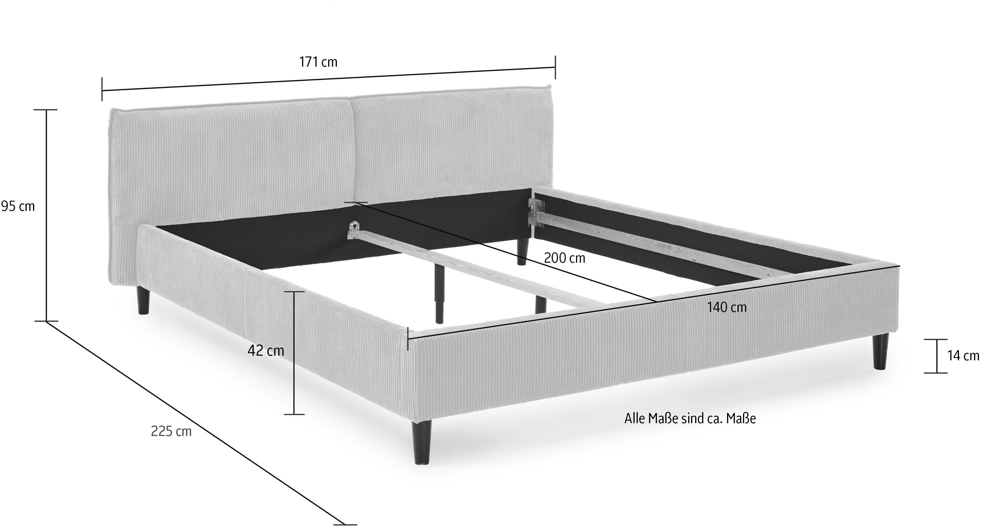 INOSIGN Gestoffeerd bed Brookfield met ribfluwelen bekleding en hoog draagvermogen
