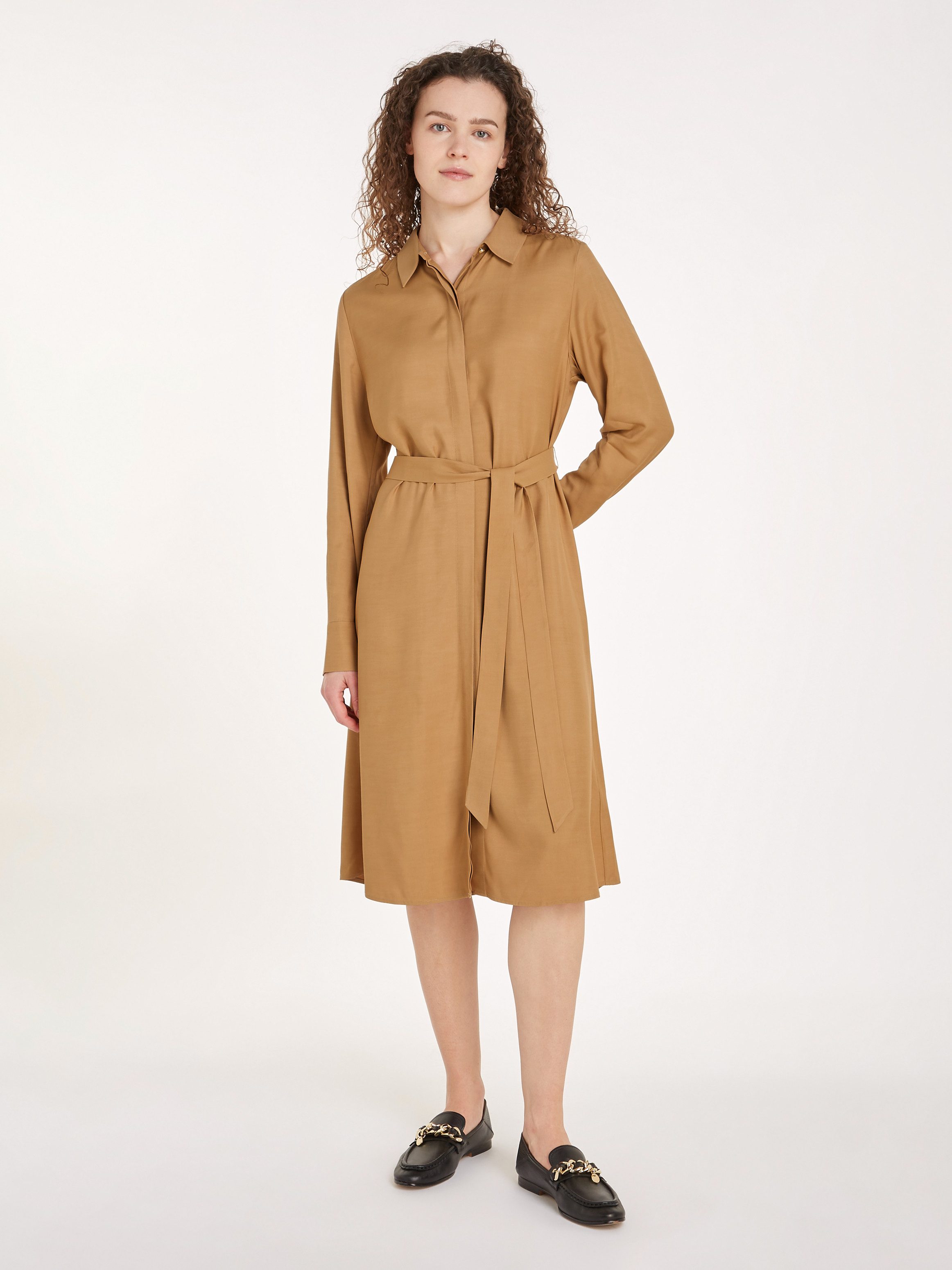 Tommy Hilfiger Jurk met overhemdkraag FLUID VISCOSE SHIRT DRESS vloeiende viscose kwaliteit