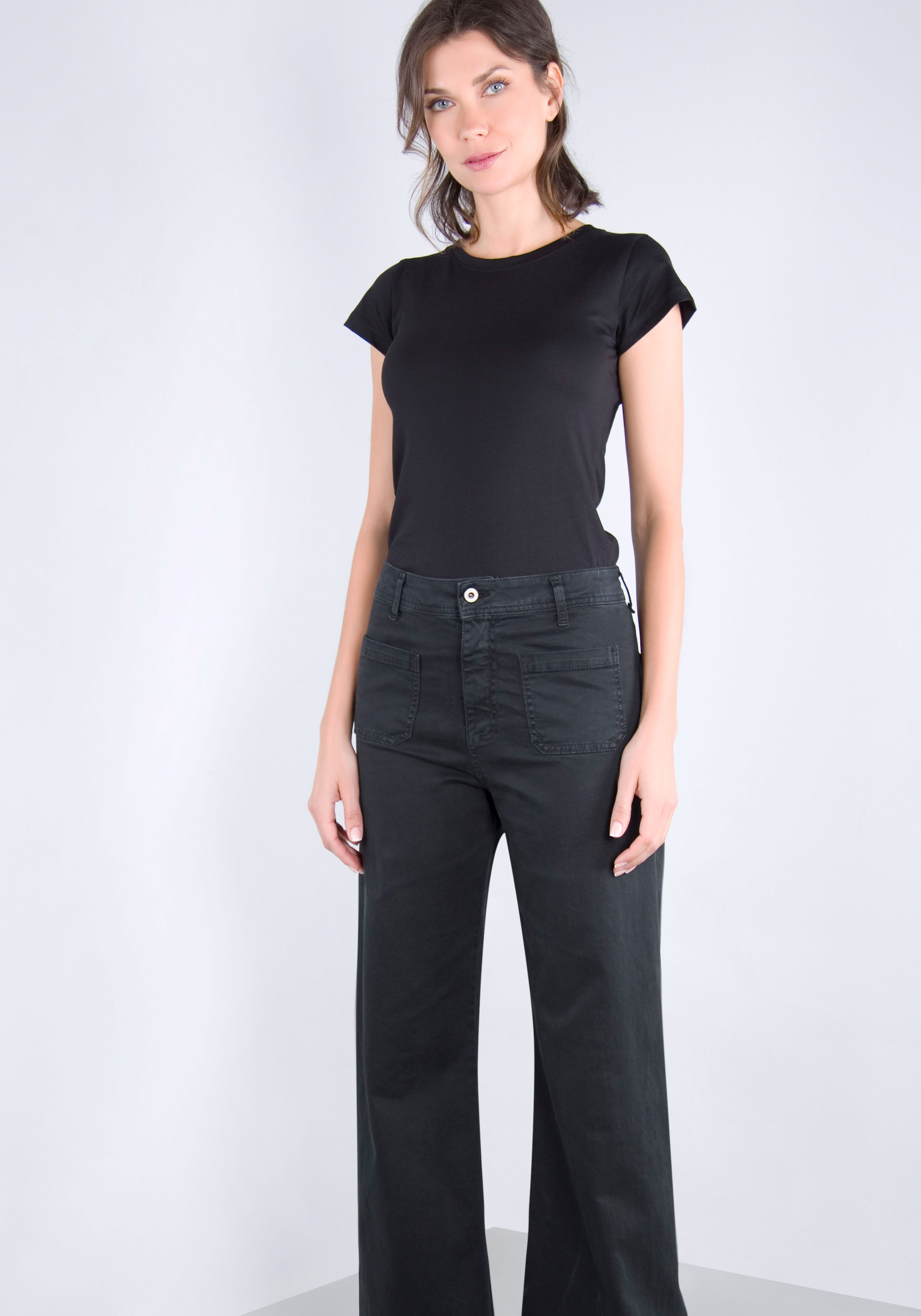 Please Jeans Broek met wijde pijpen van hoogwaardige katoenmix met stretch
