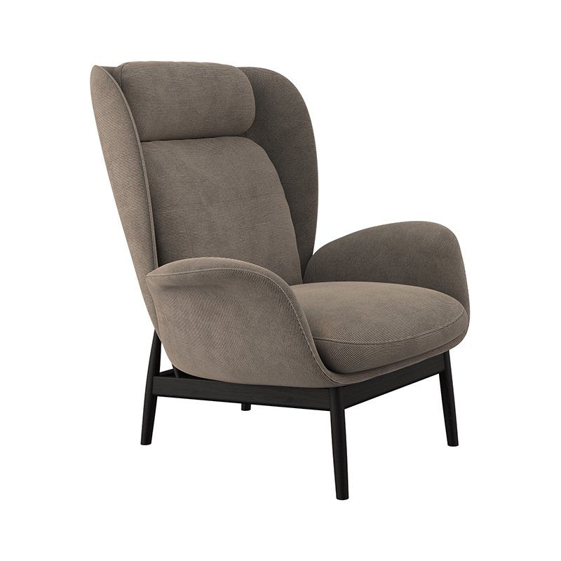 FLEXLUX Oorfauteuil Padova Stijl & comfort, organische vorm, geïntegreerde lendensteun, zwarte voet